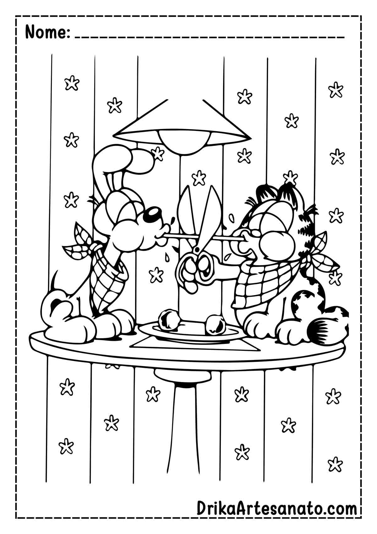 Desenho do Garfield Fácil para Pintar