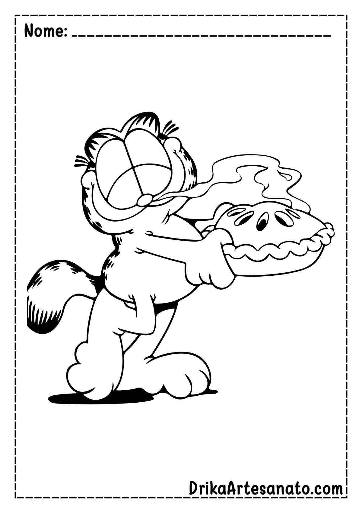 Desenho do Garfield com Fome para Imprimir e Colorir