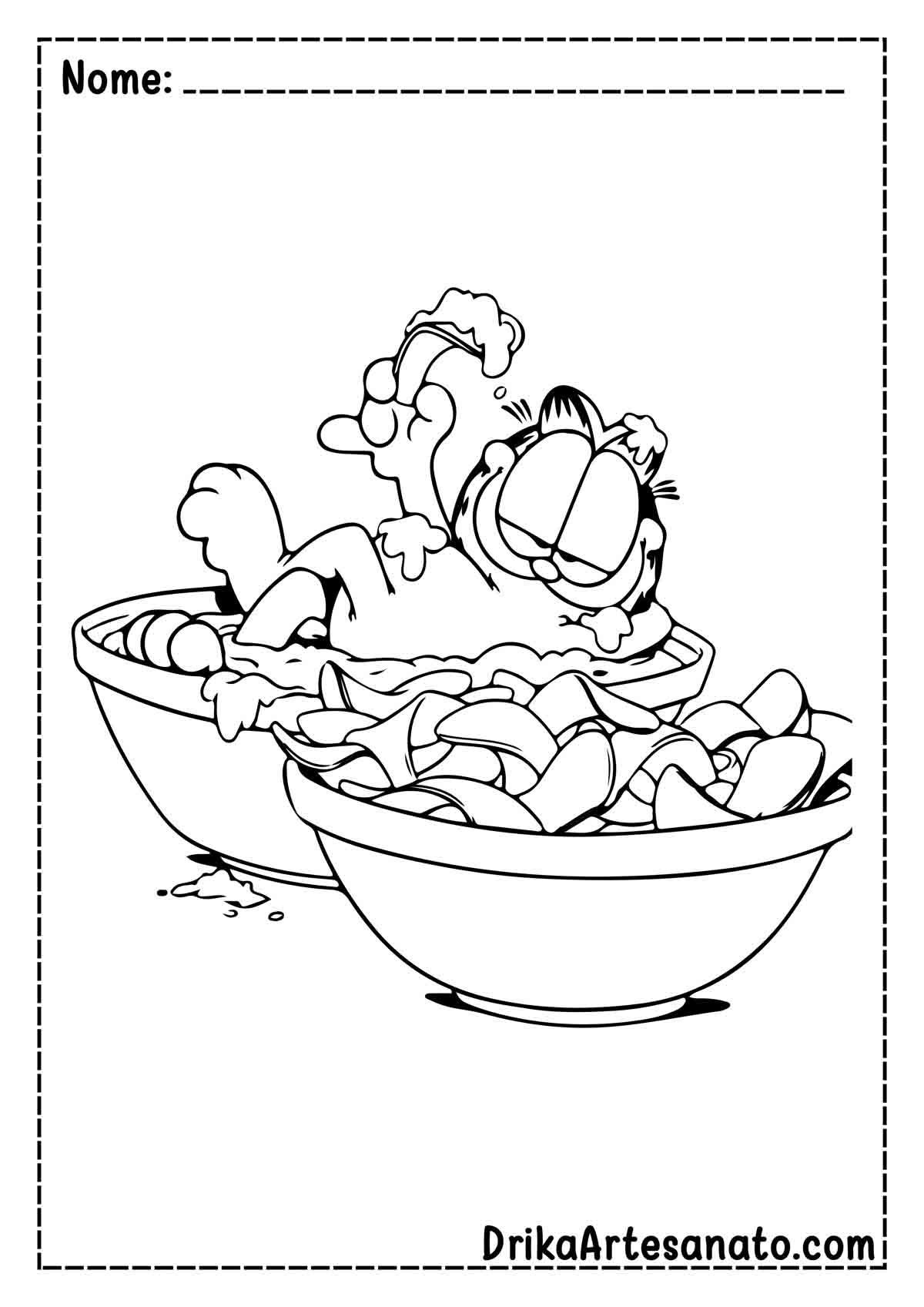 Desenho do Garfield Comendo para Colorir