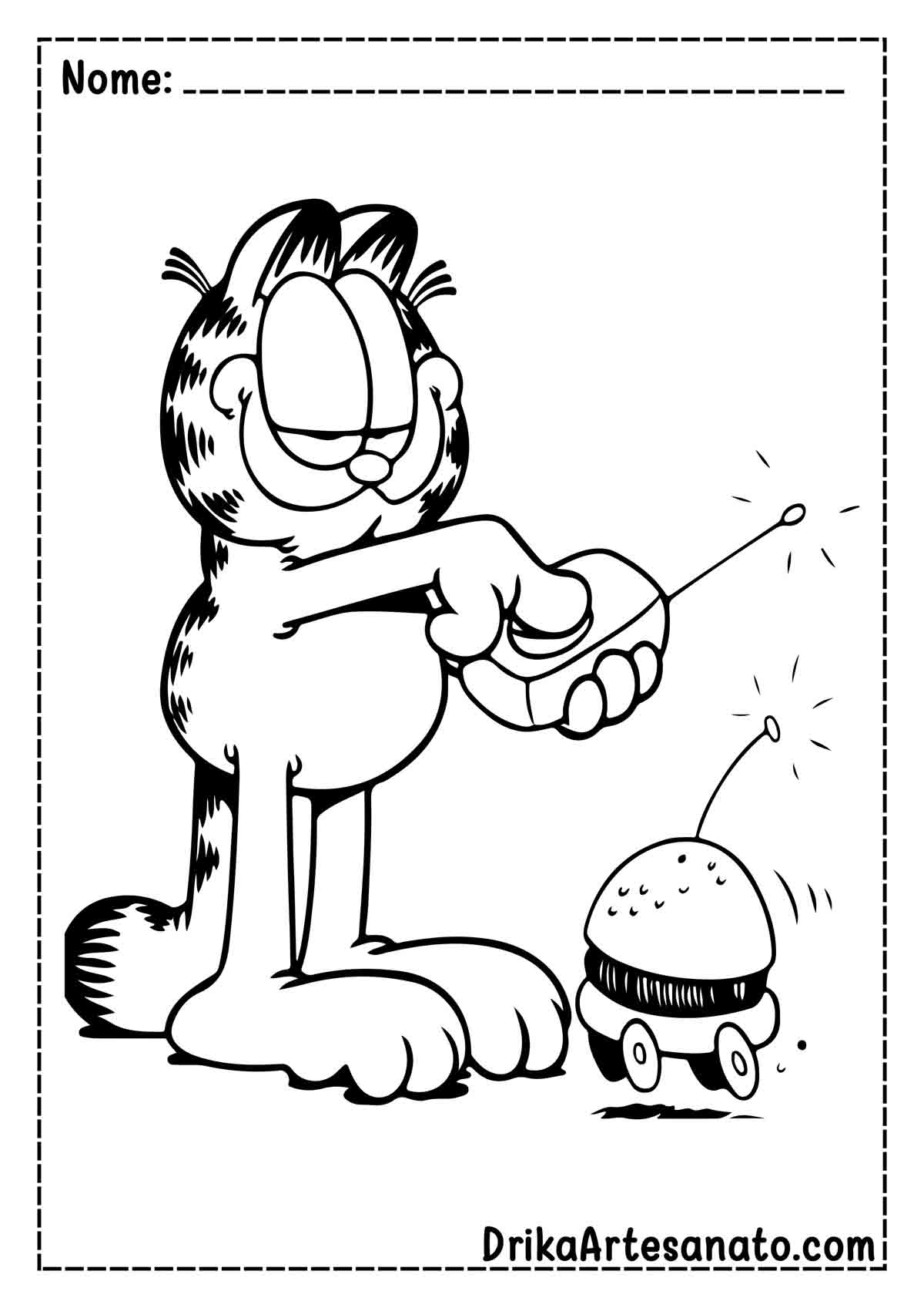Desenho do Garfield Infantil para Colorir