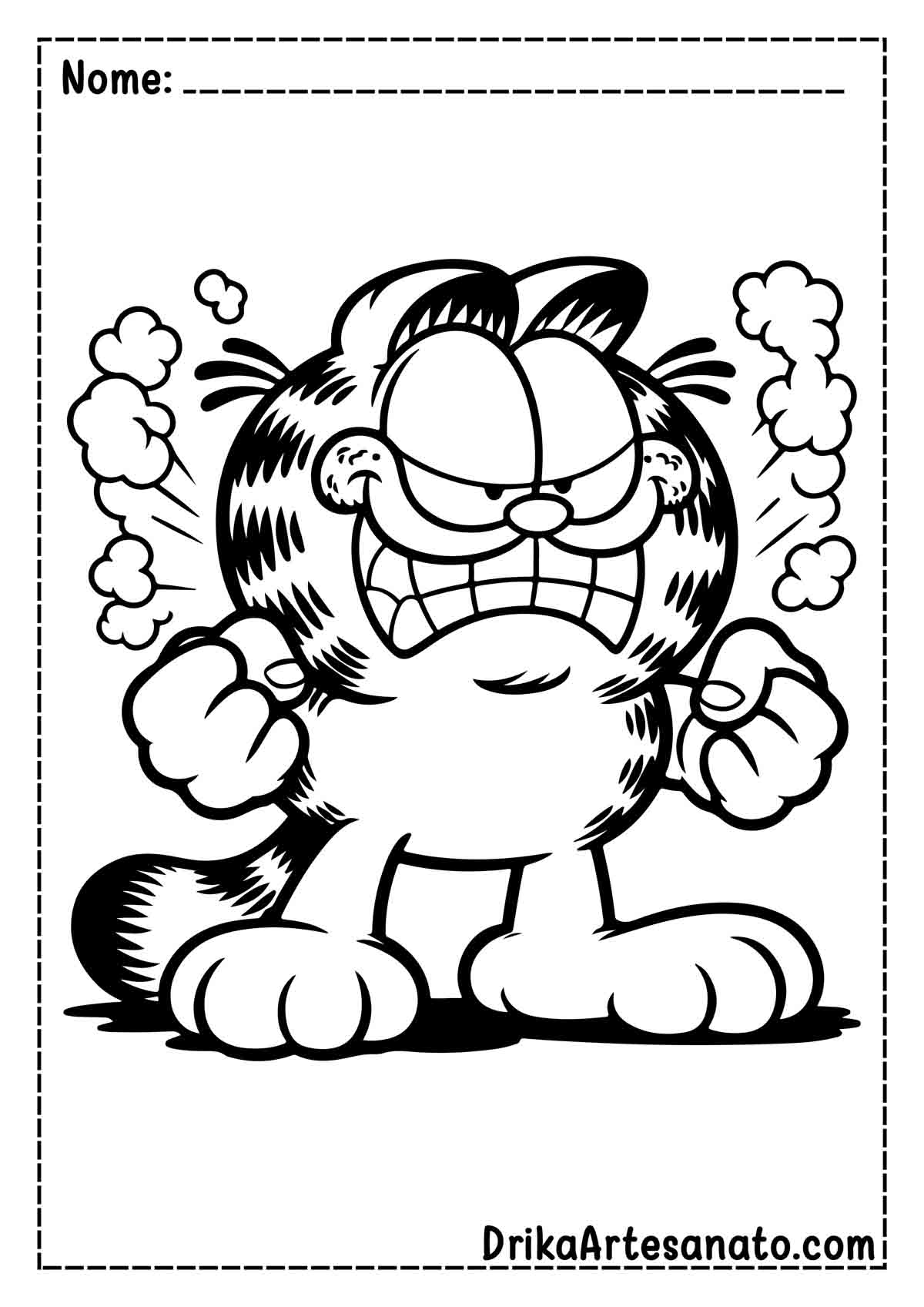 Desenho do Garfield para Imprimir e Colorir