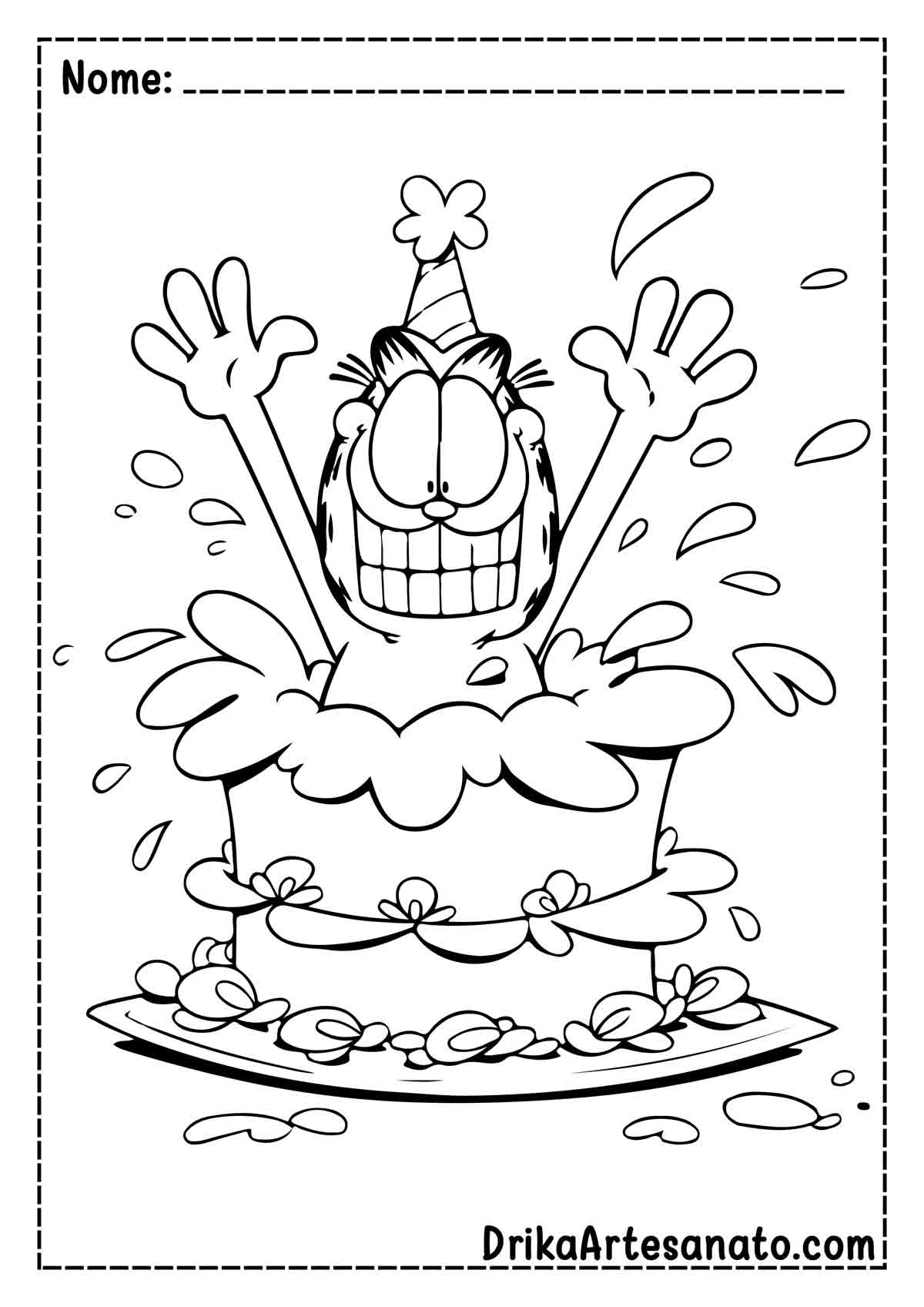 Desenho do Garfield para Pintar e Imprimir