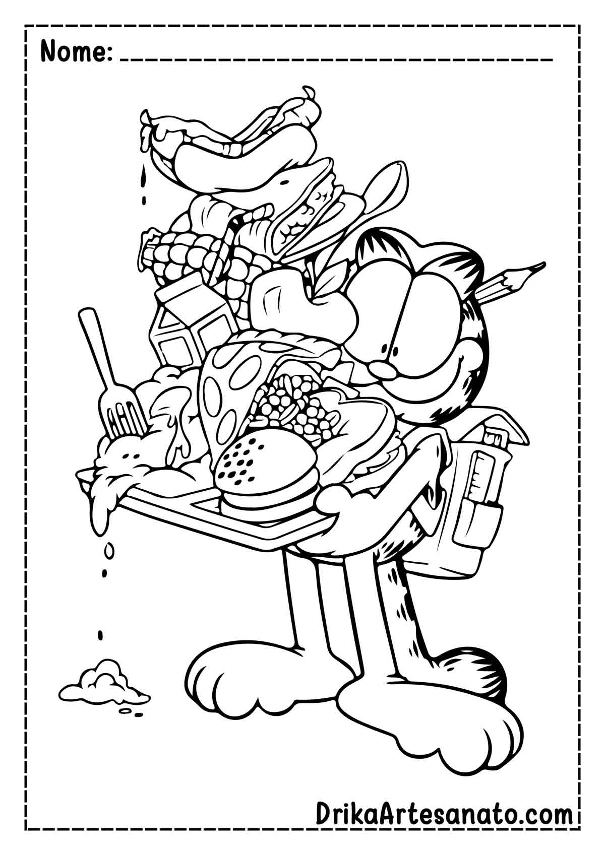 Desenho do Garfield Fácil para Colorir