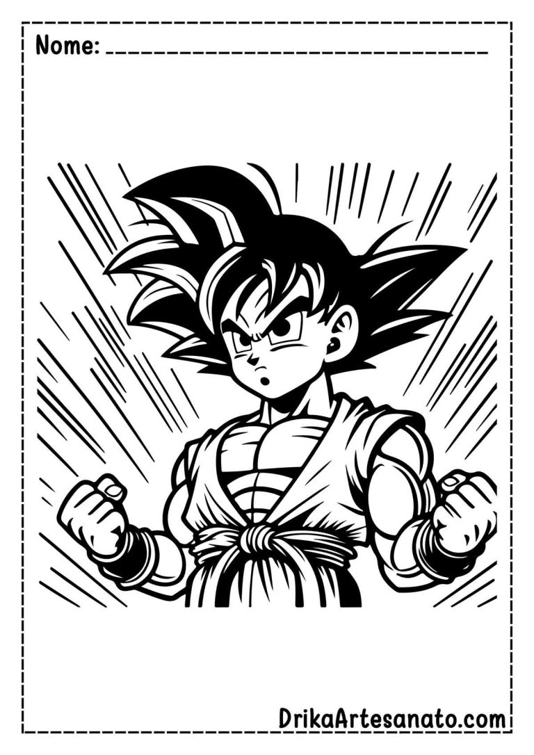 50 Desenhos do Goku para Colorir Grátis em PDF