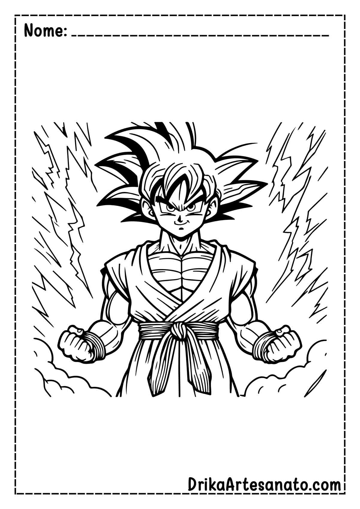 Desenho do Goku Super Saiyajin para Colorir e Imprimir