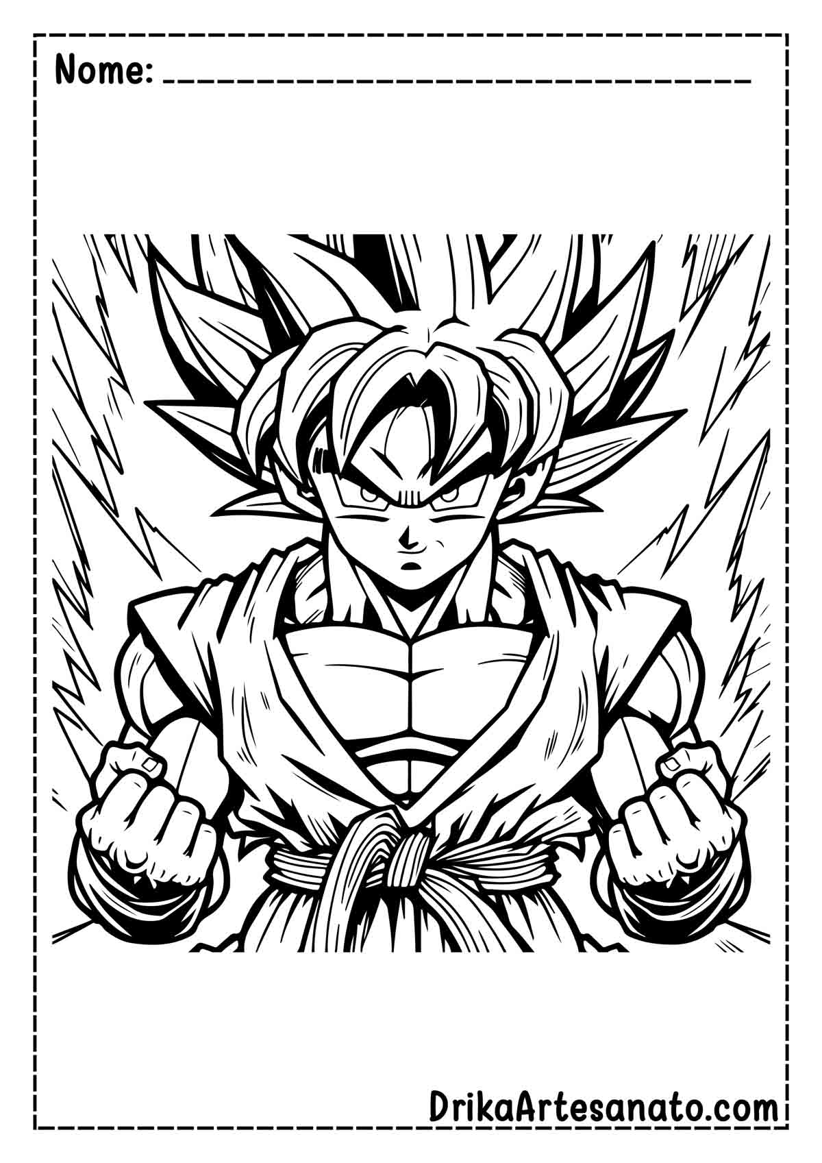 Desenho do Goku Super Saiyajin para Pintar e Imprimir