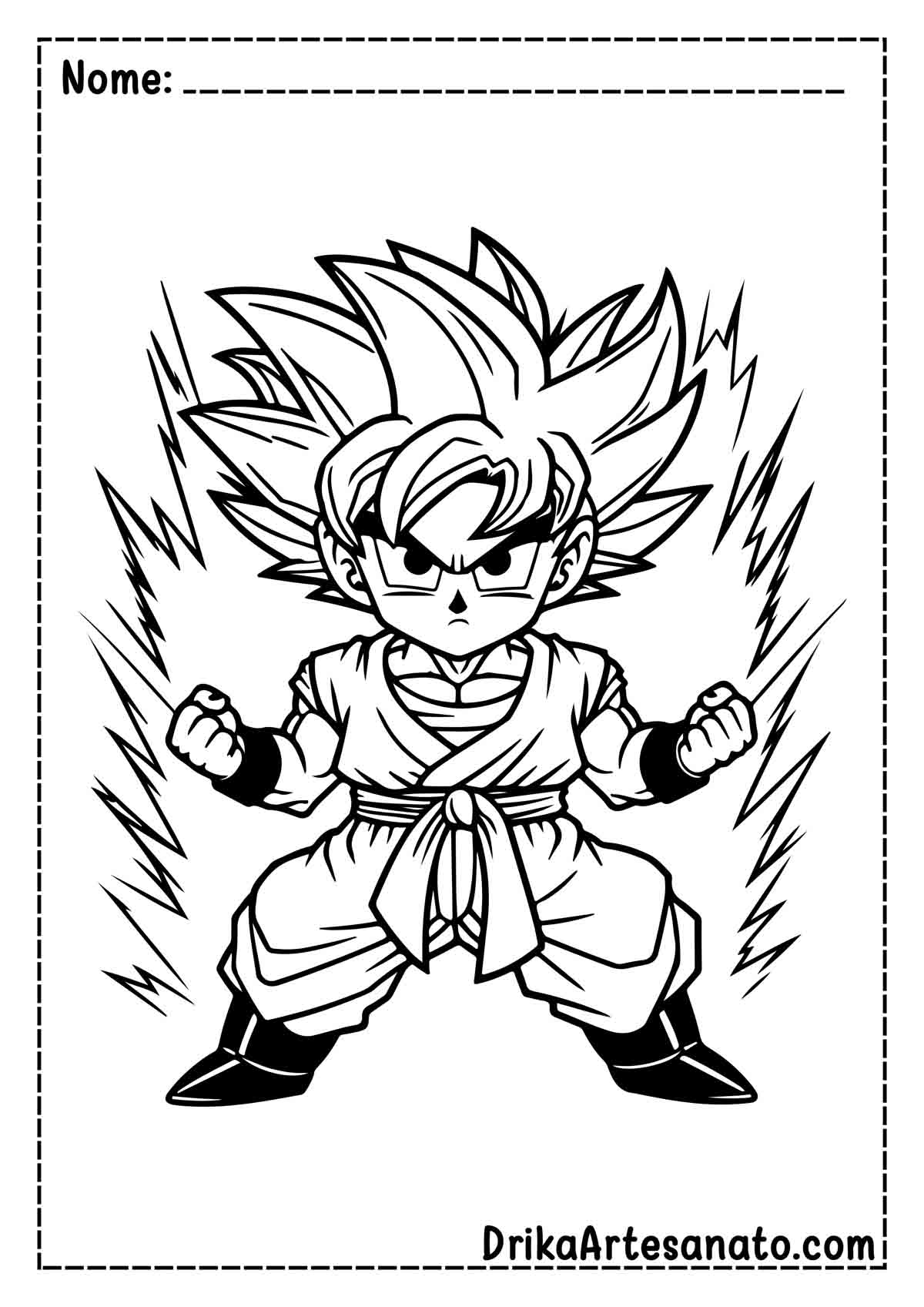 Desenho do Goku Super Saiyajin para Imprimir e Colorir