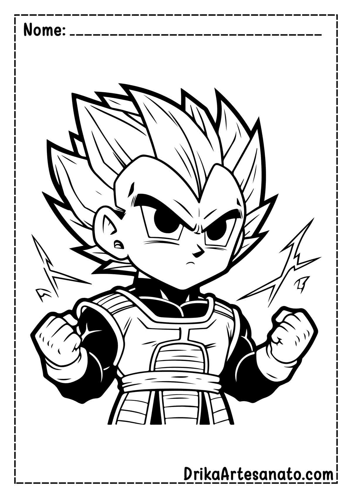 Desenho do Vegeta de Dragon Ball Z para Imprimir