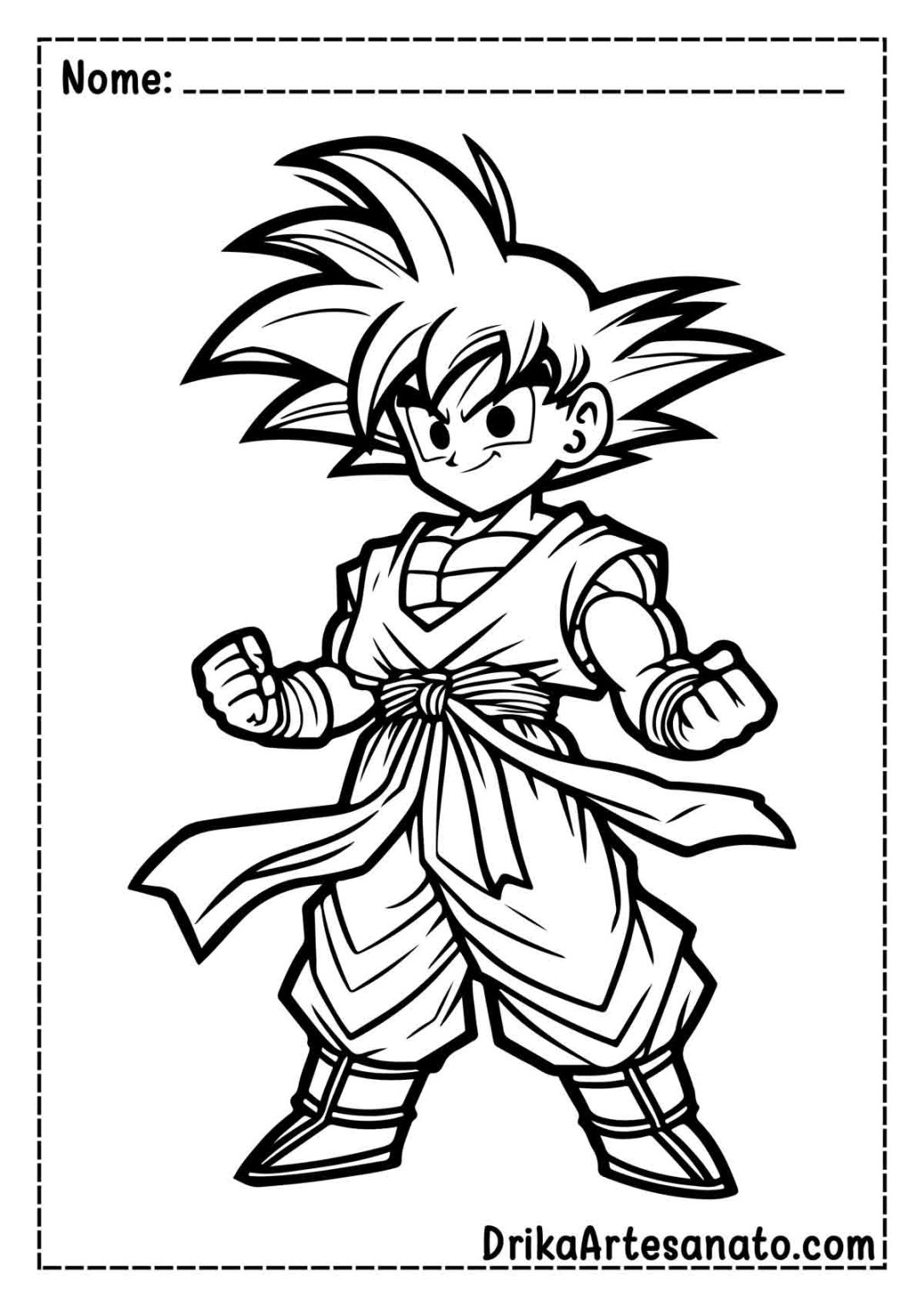 50 Desenhos do Goku para Colorir Grátis em PDF