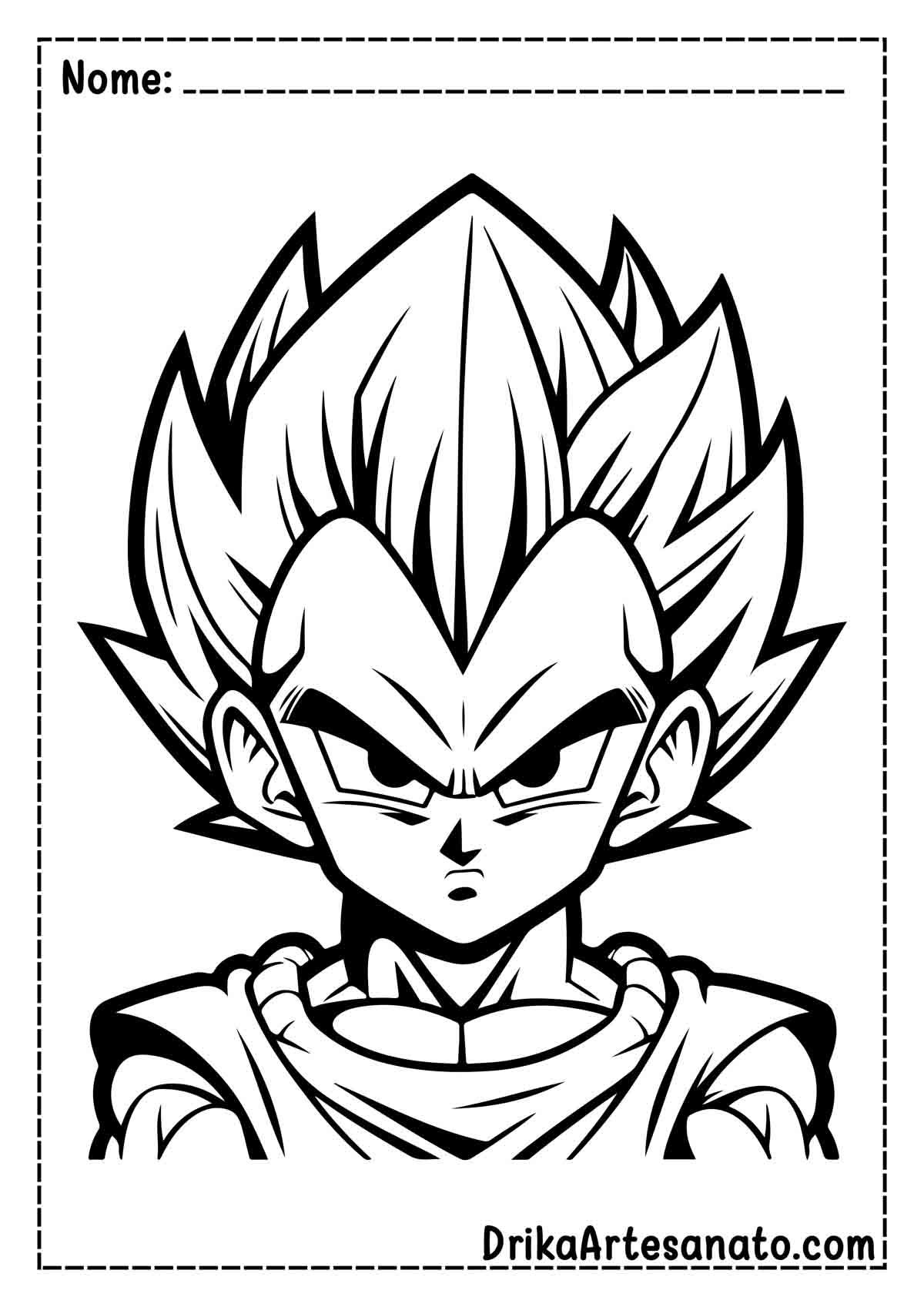 Desenho do Vegeta de Dragon Ball Z para Colorir e Imprimir