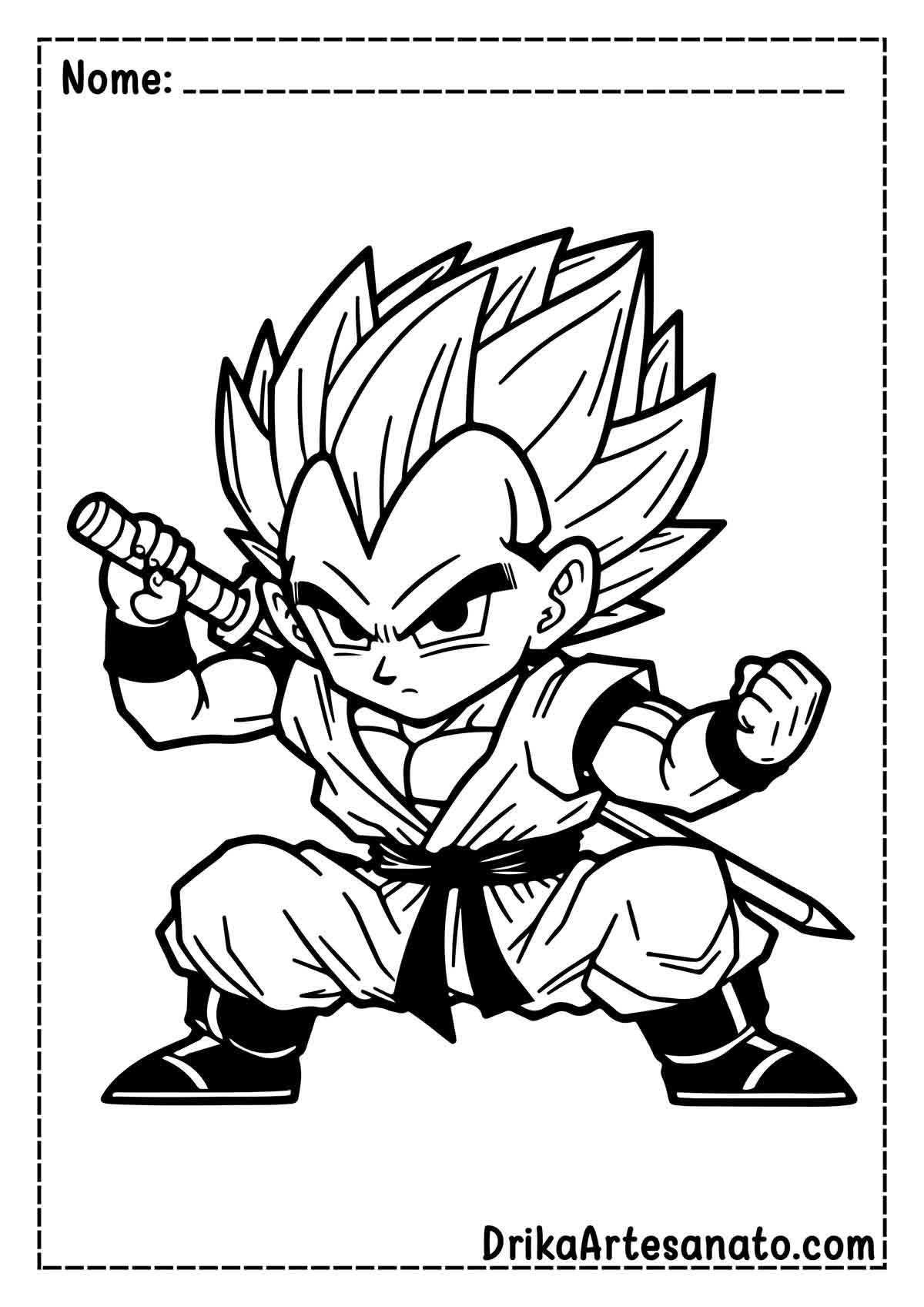 Desenho do Vegeta de Dragon Ball Z para Imprimir e Colorir