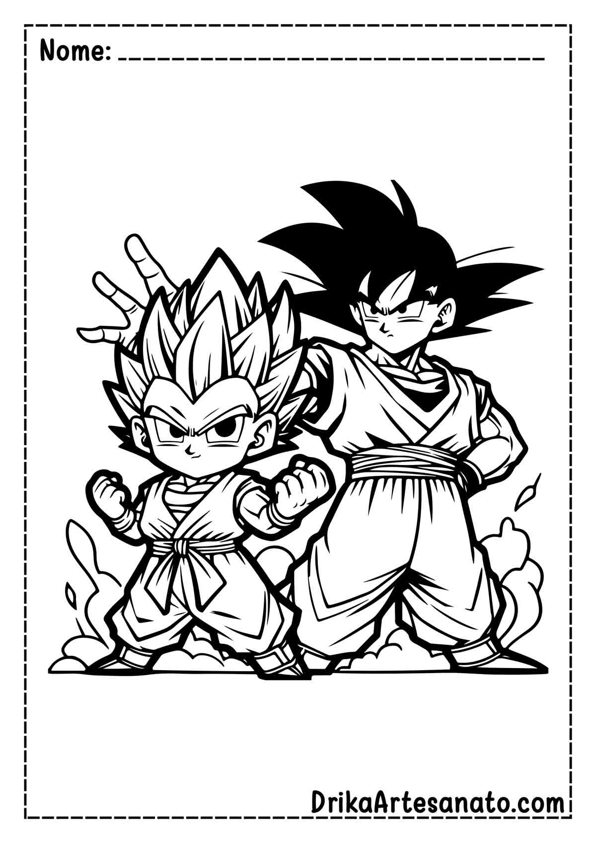 Desenho do Goku e Vegeta para Colorir