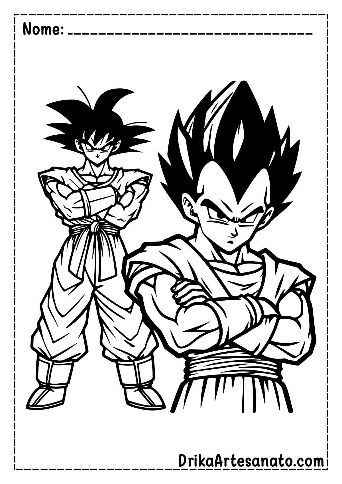 Desenho do Goku e Vegeta para Imprimir