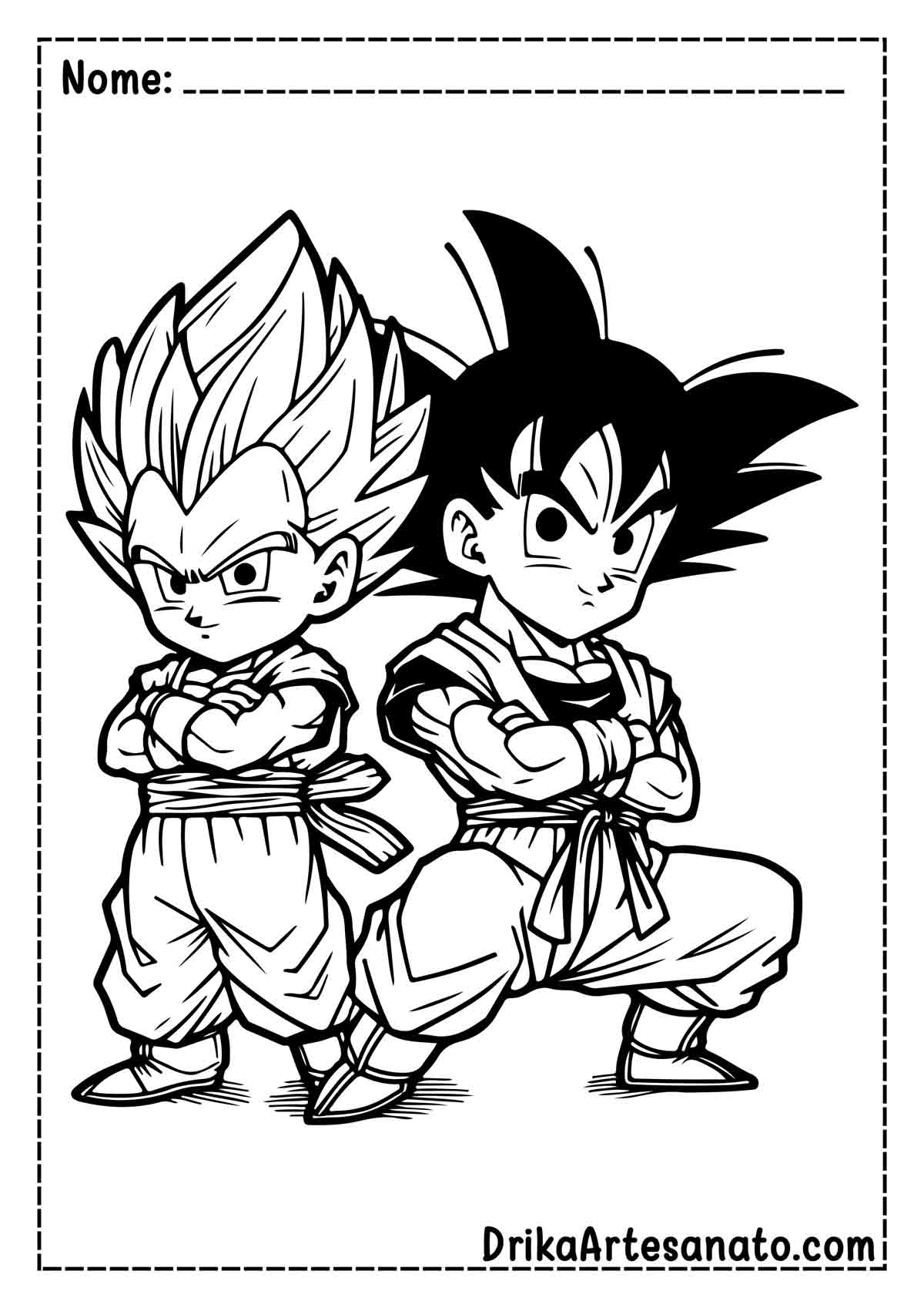 Desenho do Goku e Vegeta para Pintar