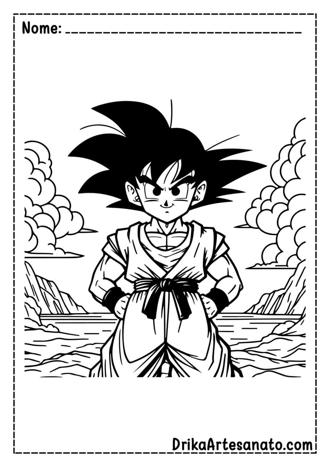 50 Desenhos do Goku para Colorir Grátis em PDF