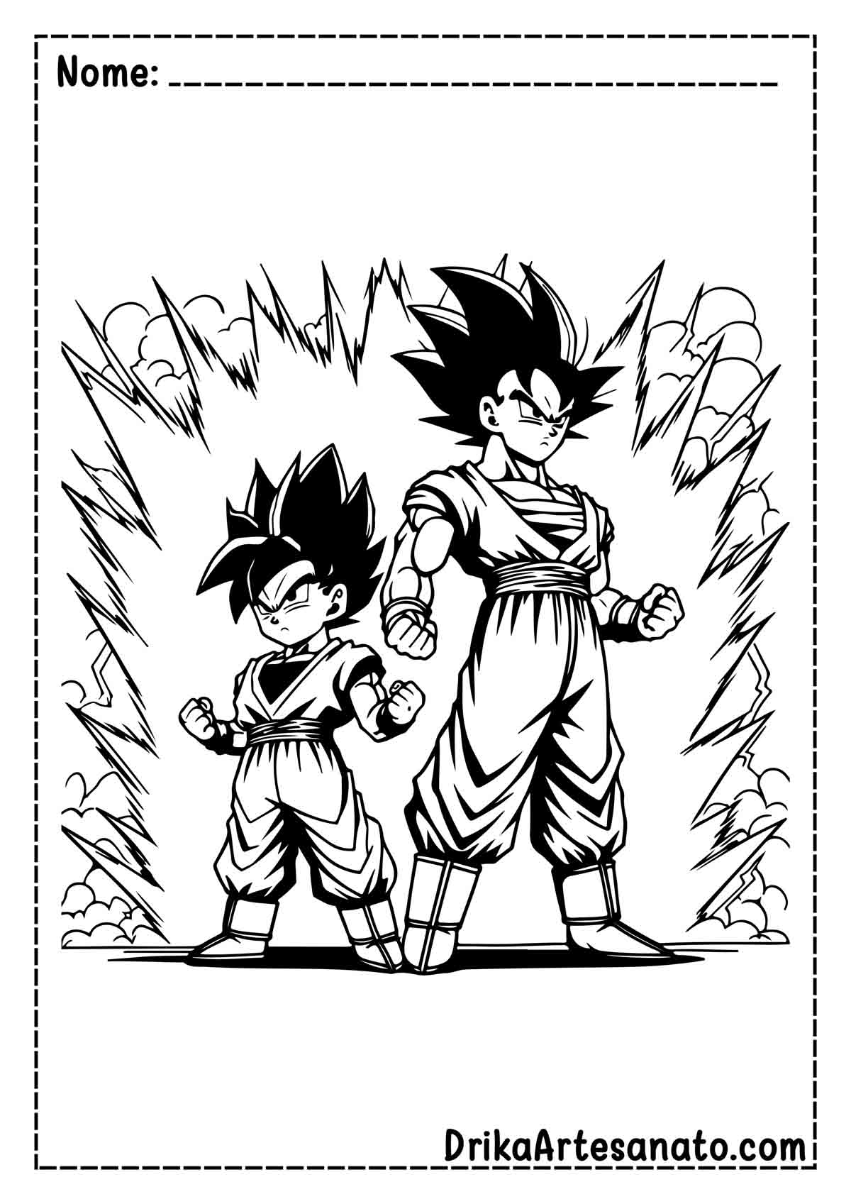 Desenho do Goku e Vegeta para Colorir e Imprimir