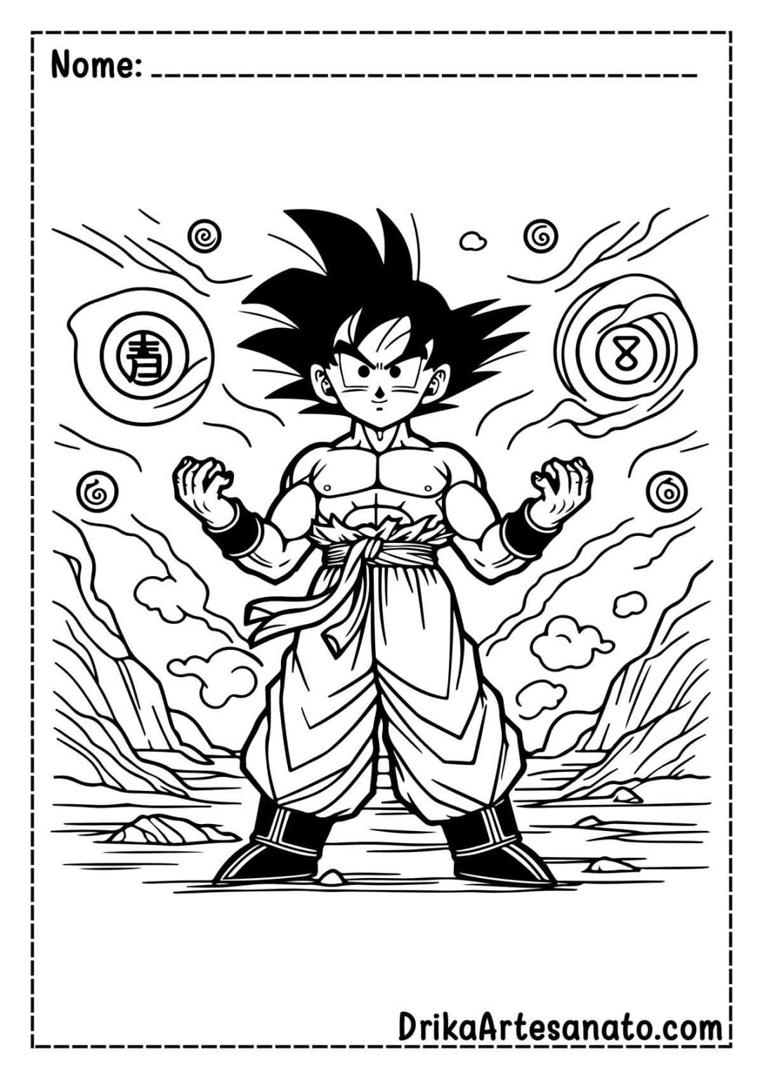 50 Desenhos do Goku para Colorir Grátis em PDF