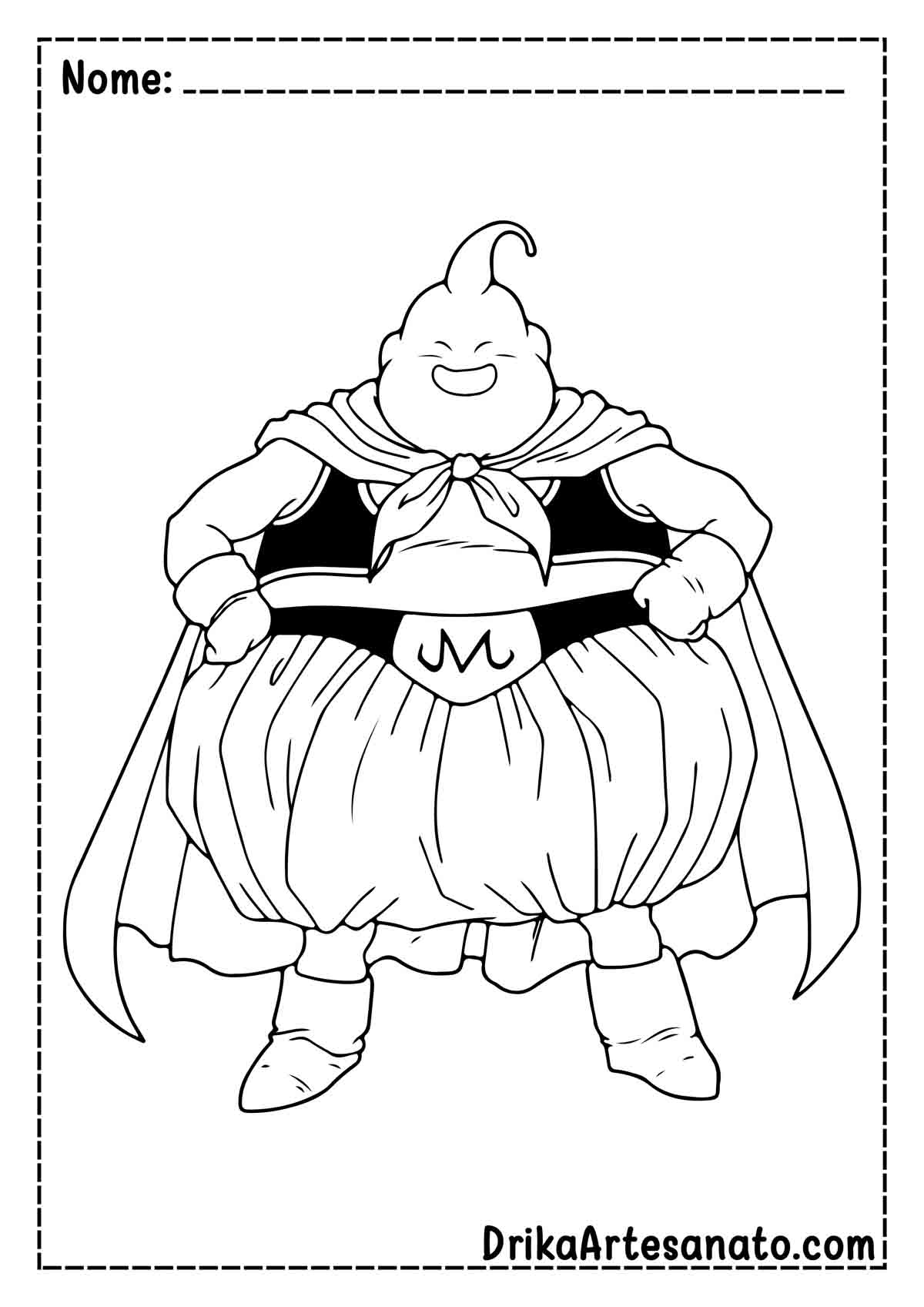 Desenho do Majin Boo de Dragon Ball Z para Imprimir e Colorir