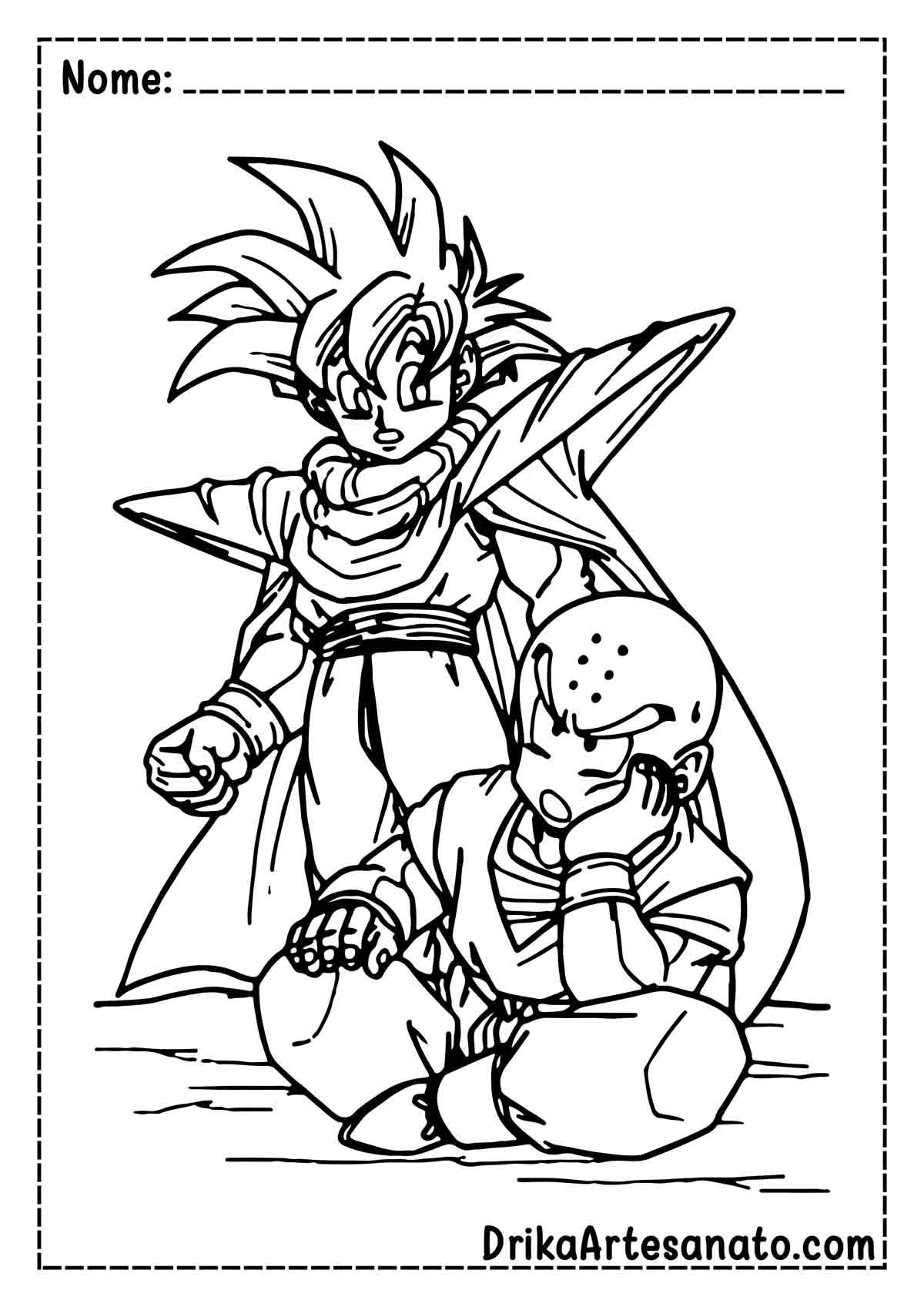 Desenho do Goku e Kuririn para Colorir