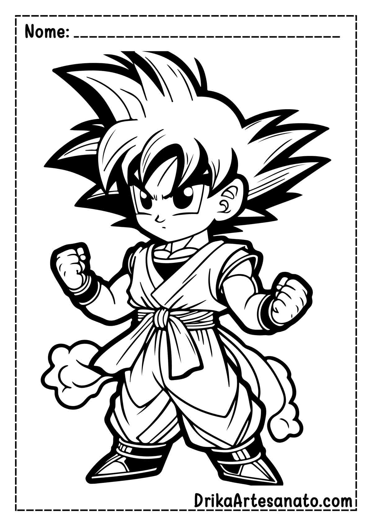 Desenho do Goku para Imprimir e Colorir