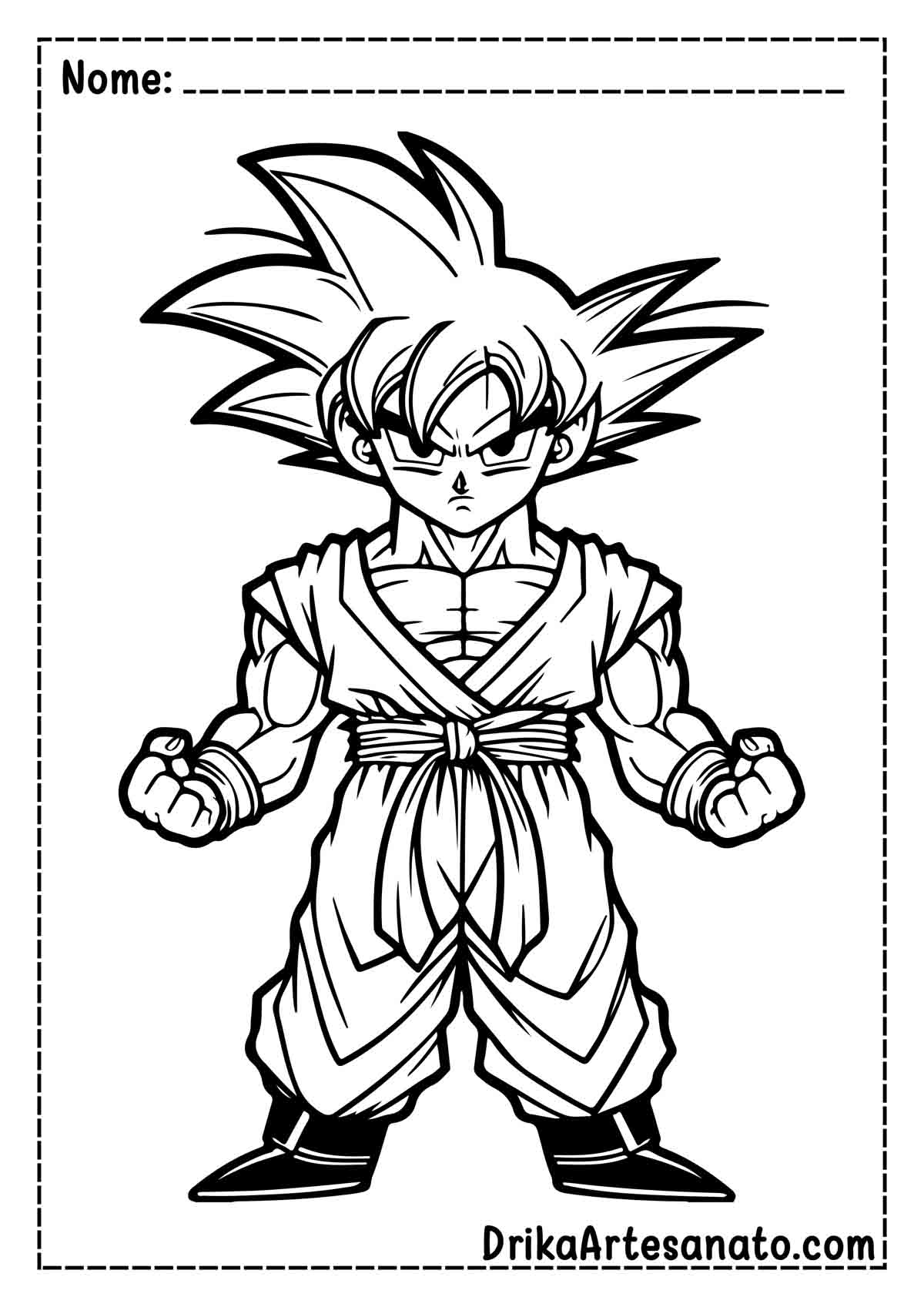 Desenho do Goku para Imprimir e Pintar