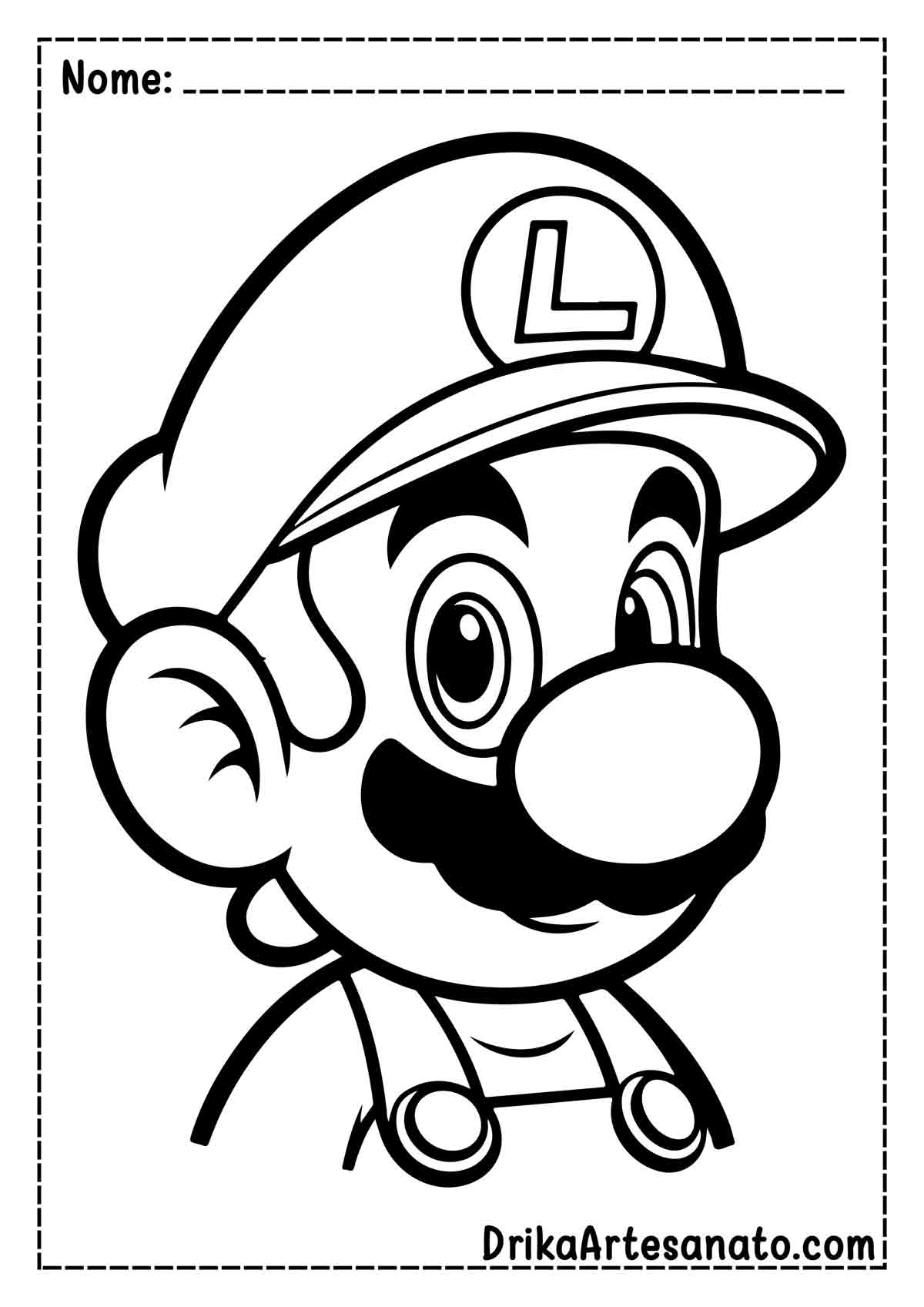 Desenho do Luigi para Colorir e Imprimir