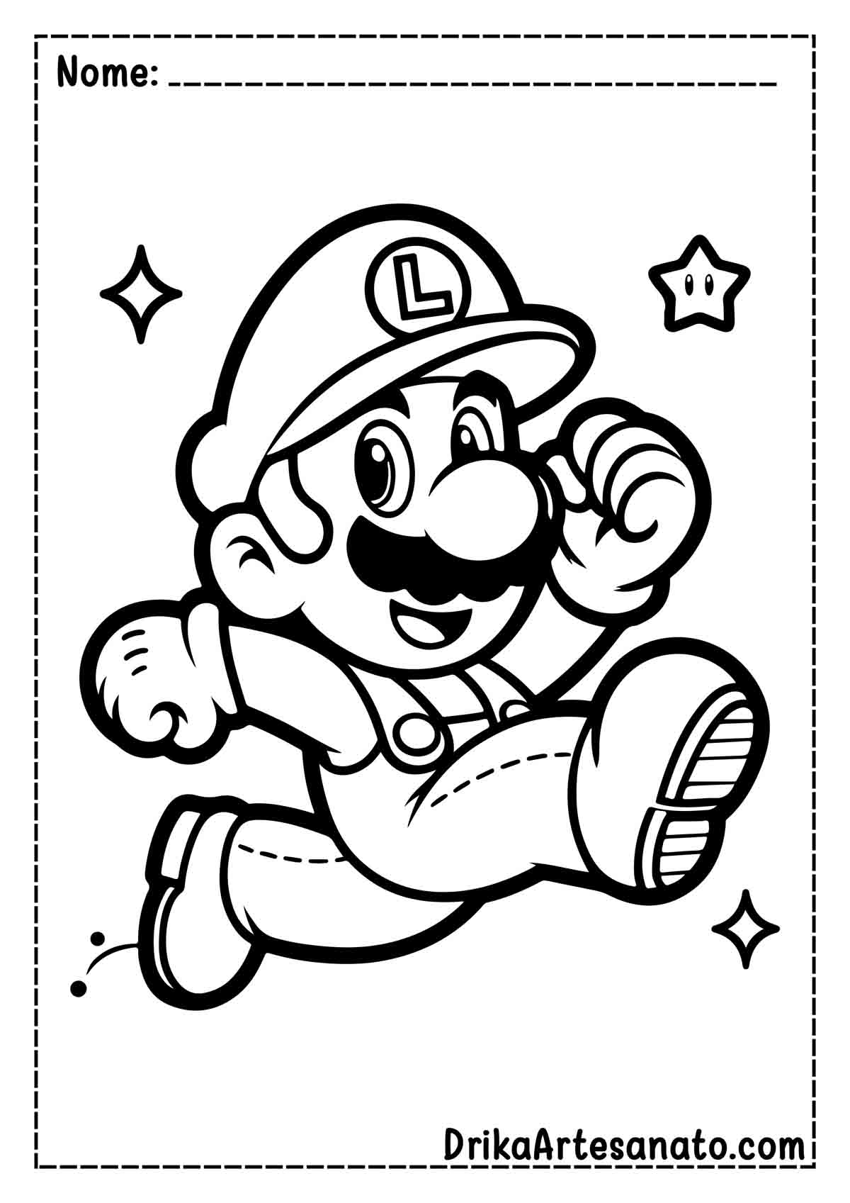 Desenho do Luigi para Imprimir e Colorir