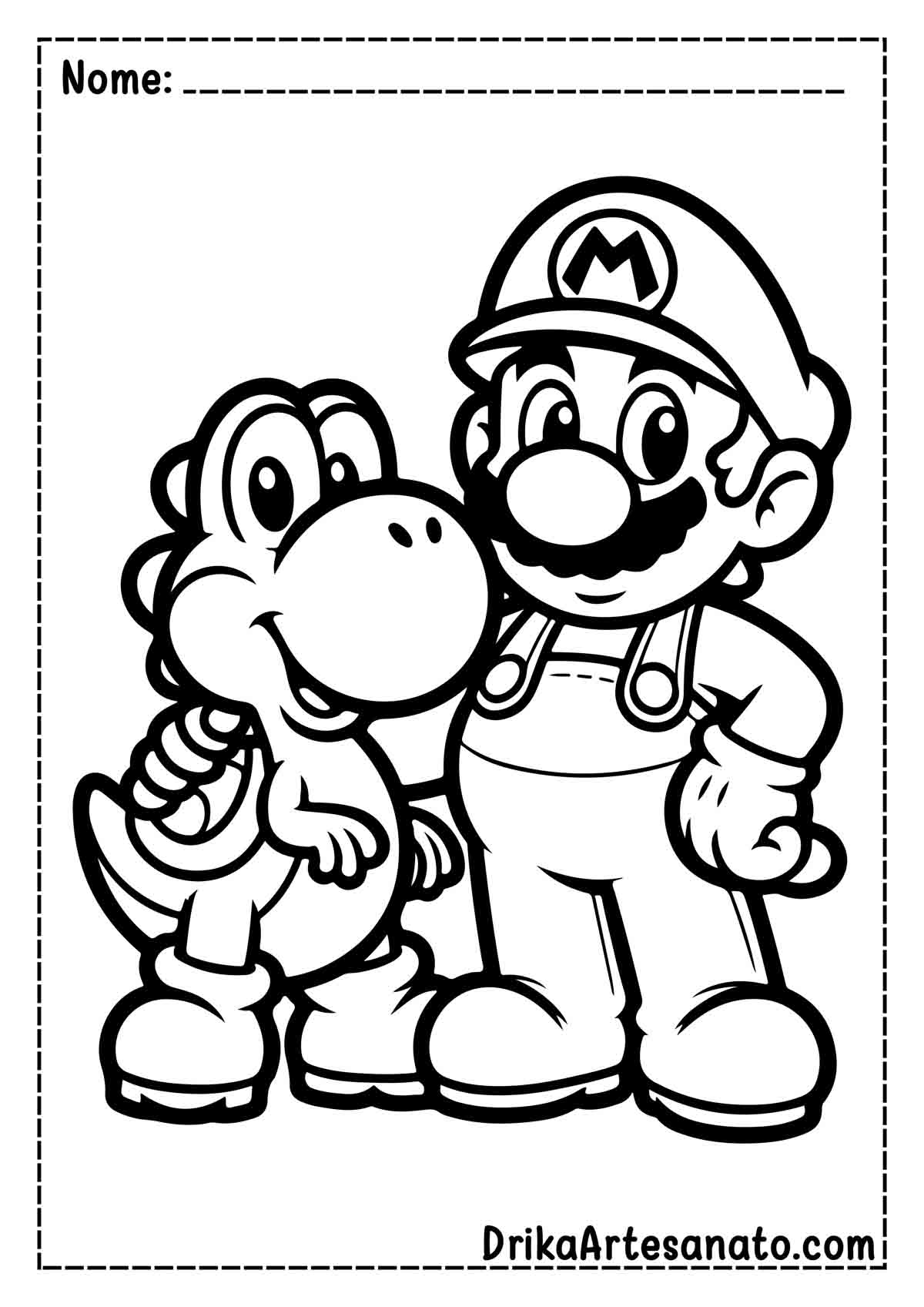 Desenho do Mario e Yoshi para Imprimir