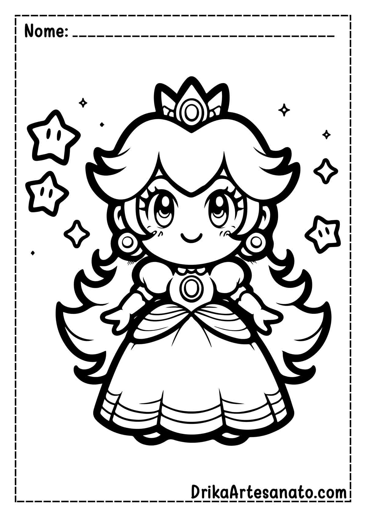 Desenho da Peach para Imprimir e Colorir