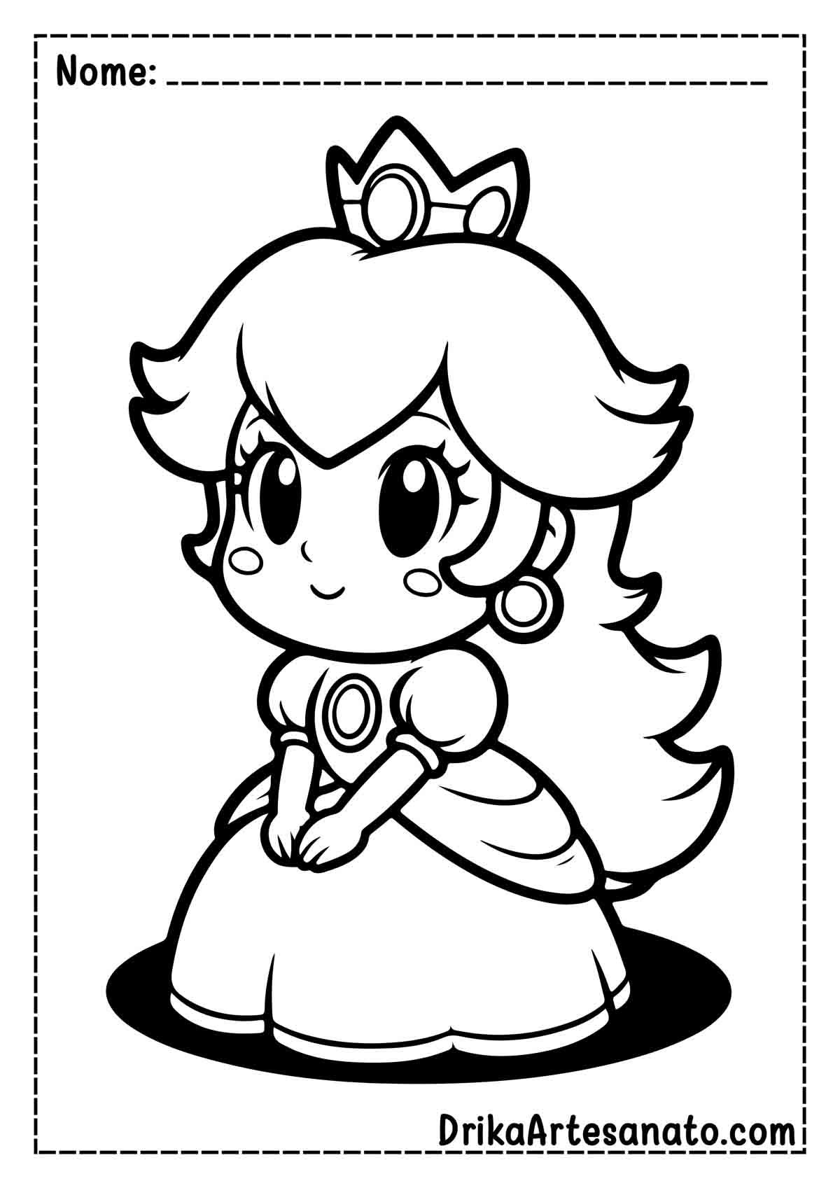 Desenho da Peach para Pintar e Imprimir