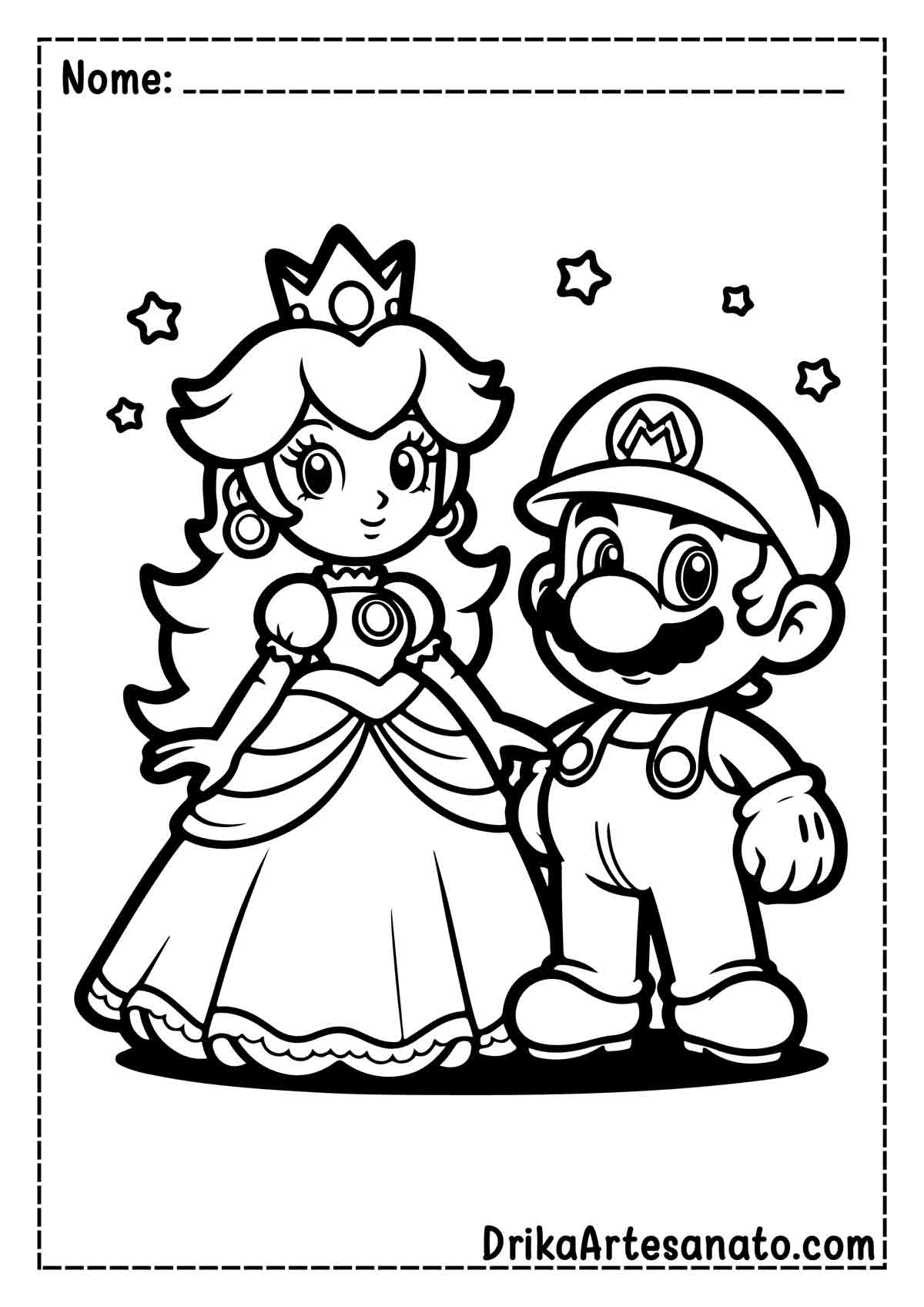 Desenho do Mario e Peach para Colorir