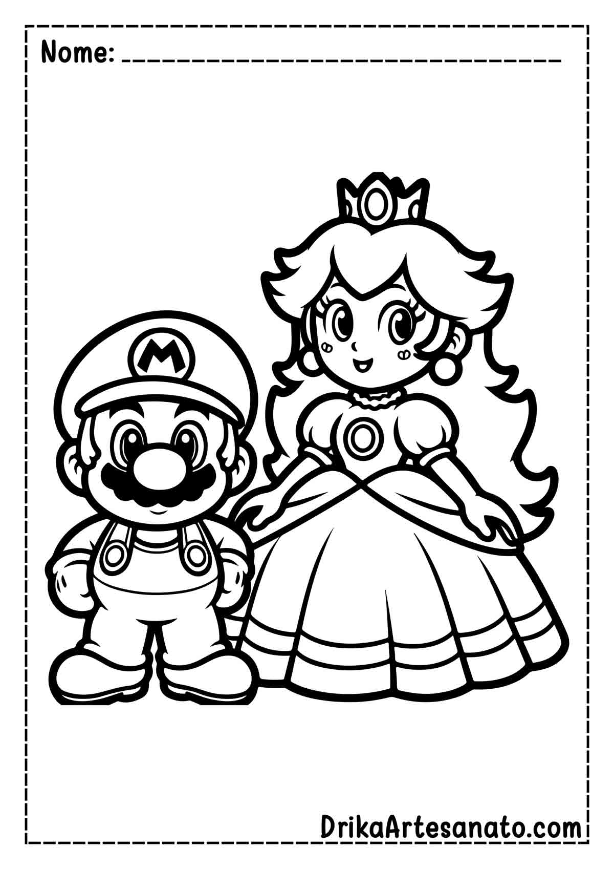 Desenho do Mario e Peach para Imprimir