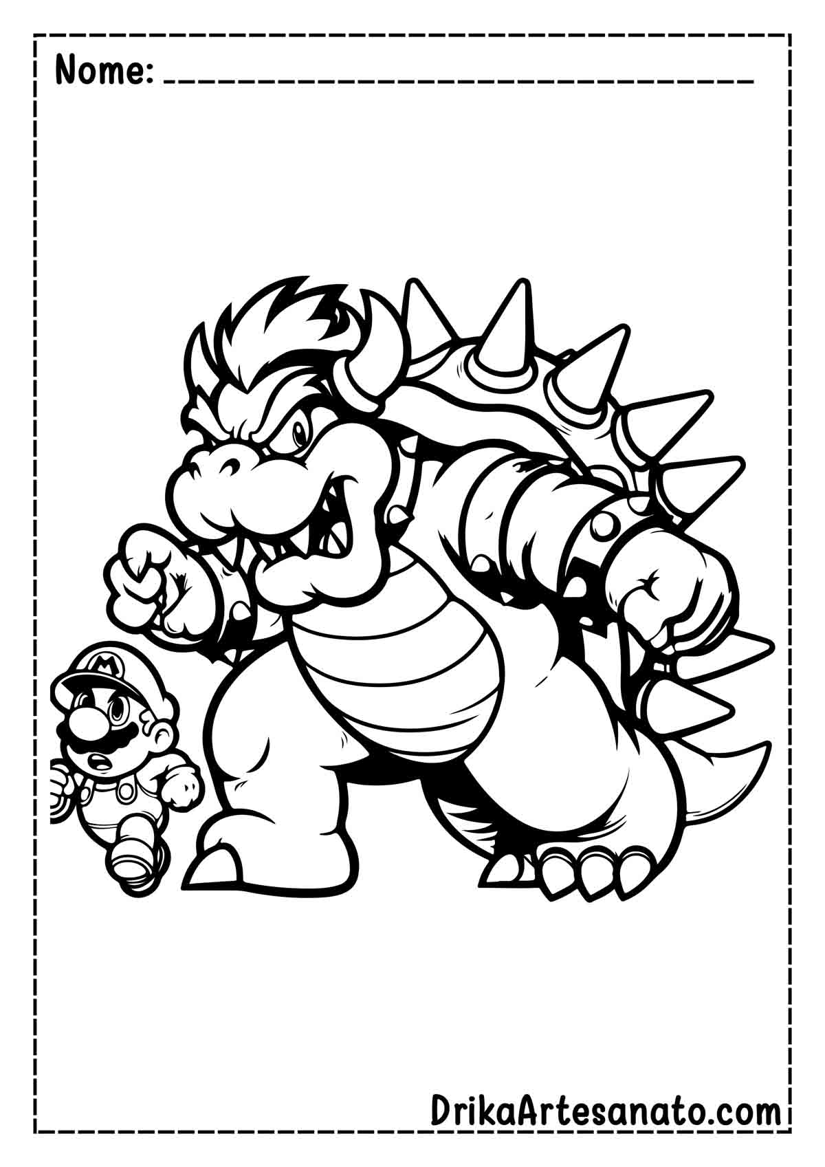 Desenho do Mario e Bowser para Colorir