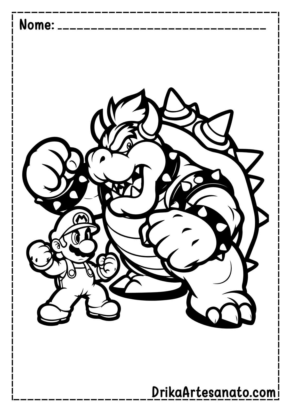 Desenho do Mario e Bowser para Imprimir