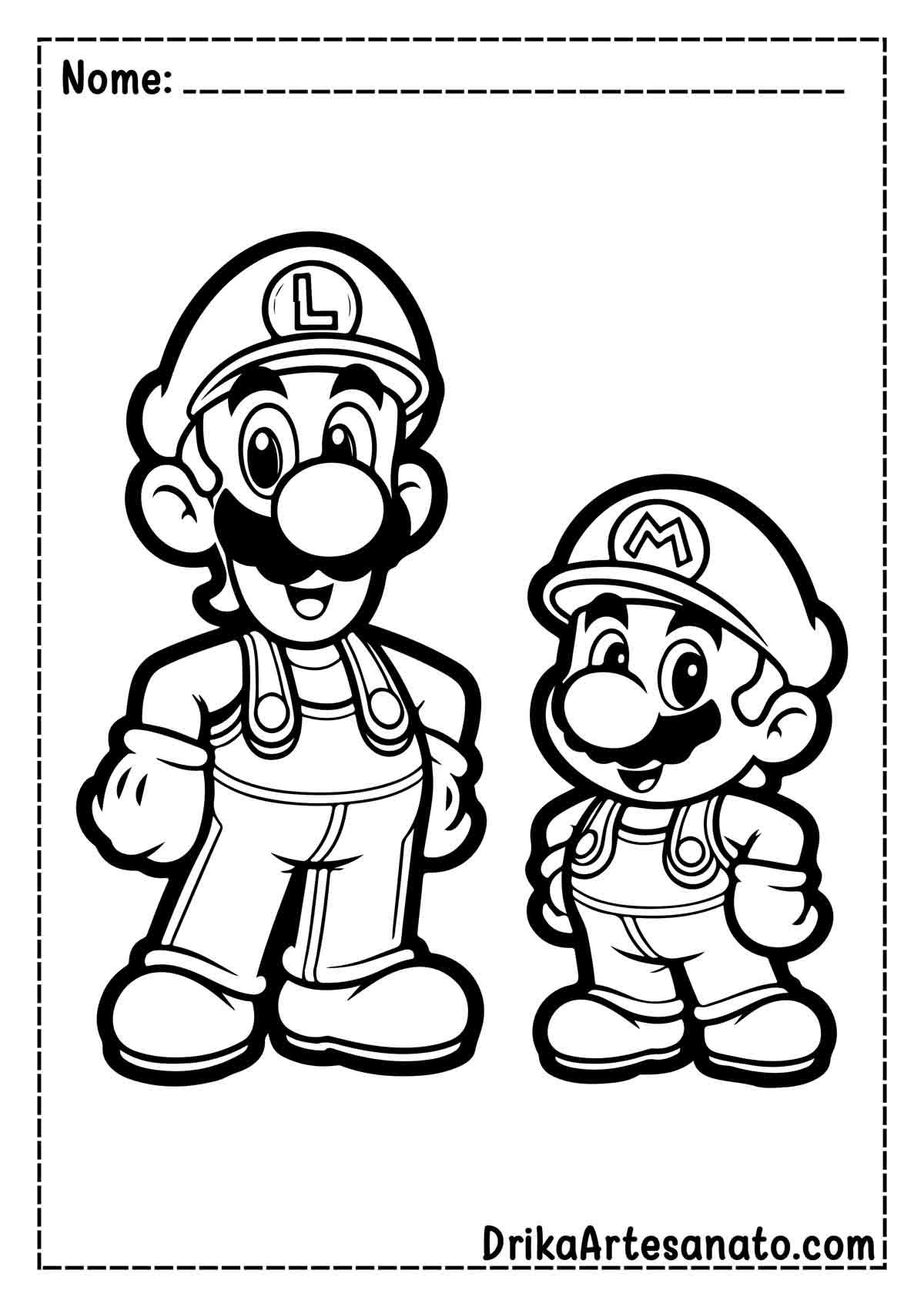 Desenho do Mario e Luigi para Imprimir e Colorir