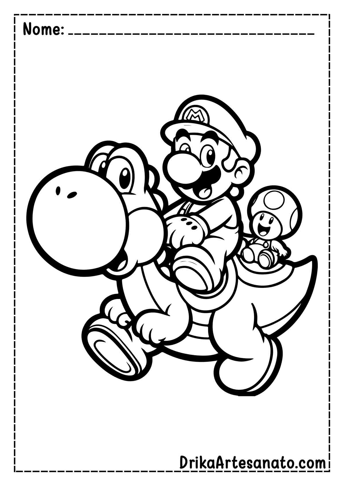 Desenho do Mario e Yoshi para Pintar