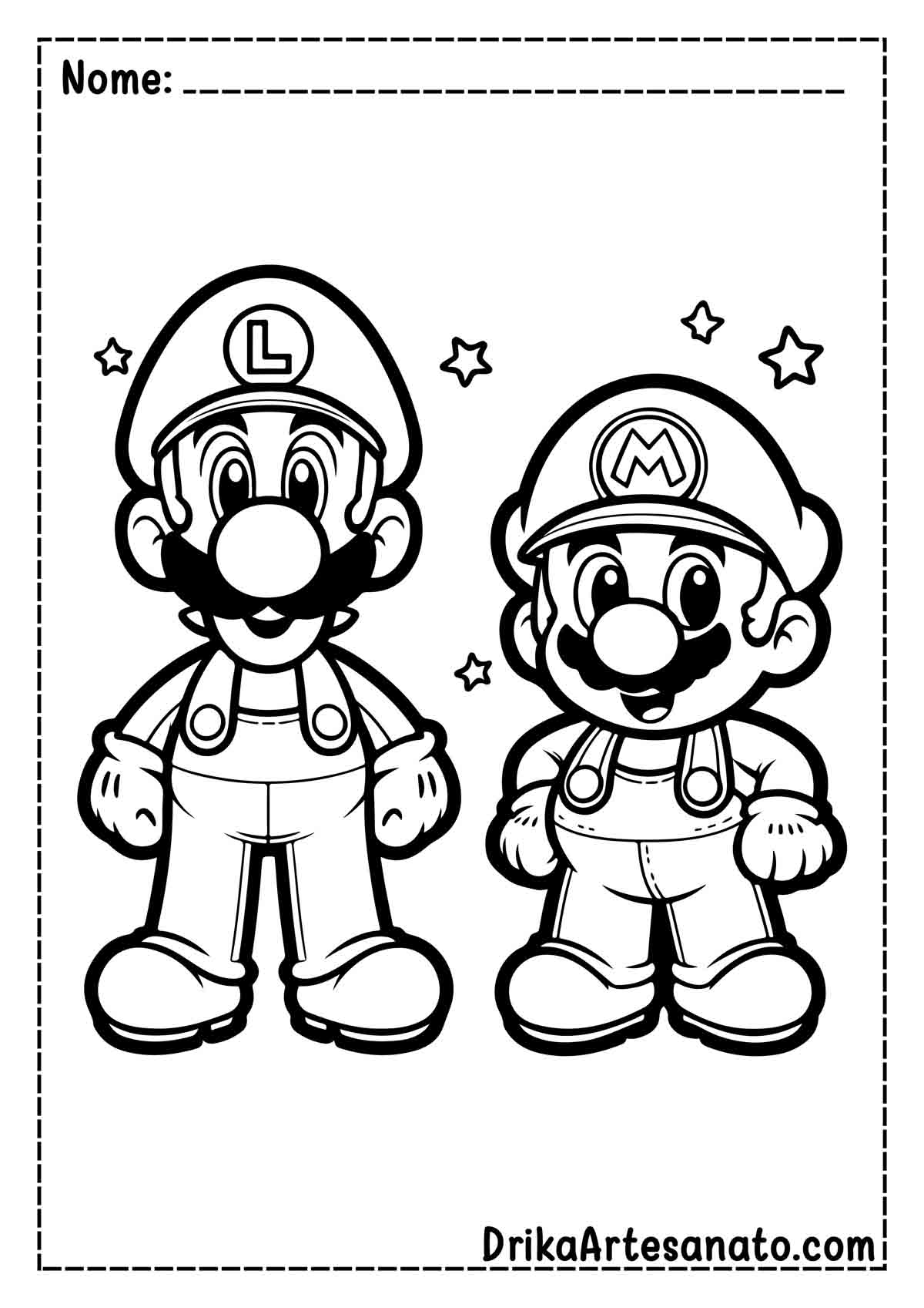 Desenho do Mario e Luigi para Pintar e Imprimir