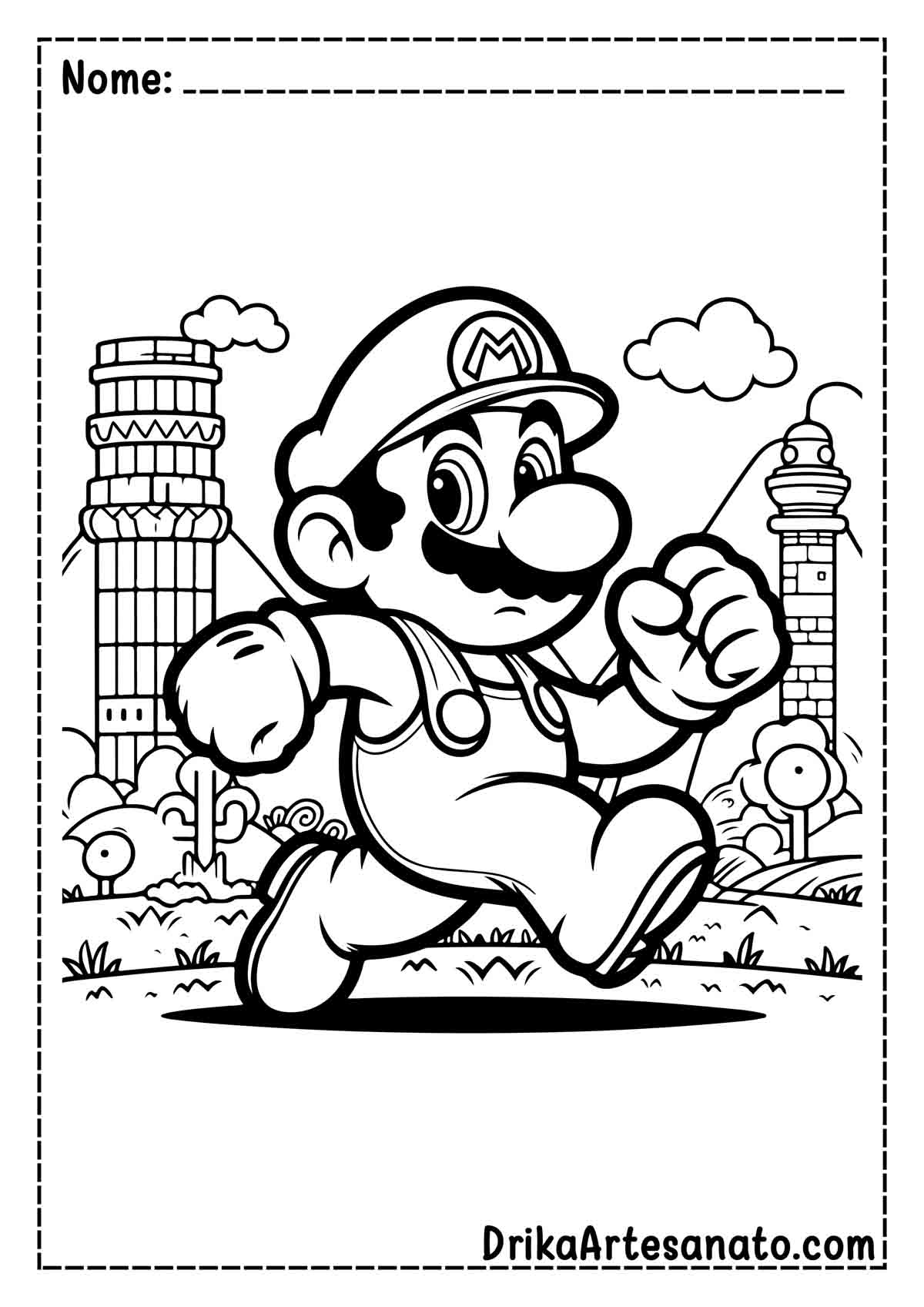 Desenho do Mario para Imprimir e Colorir