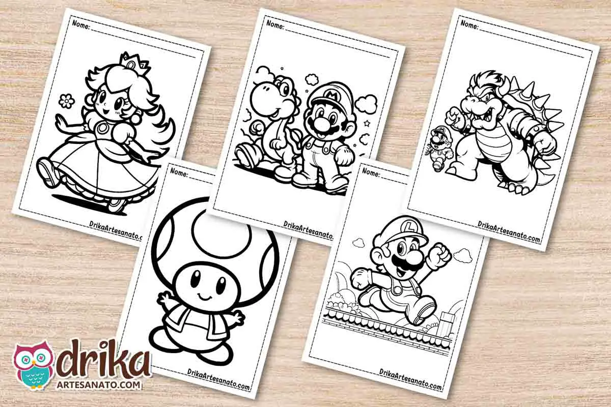 50 Desenhos do Mario para Colorir Grátis em PDF