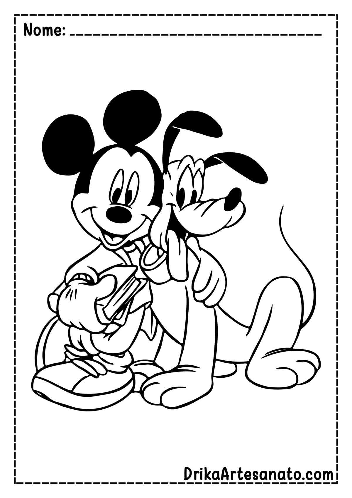 Desenho do Mickey e Pluto para Colorir e Imprimir