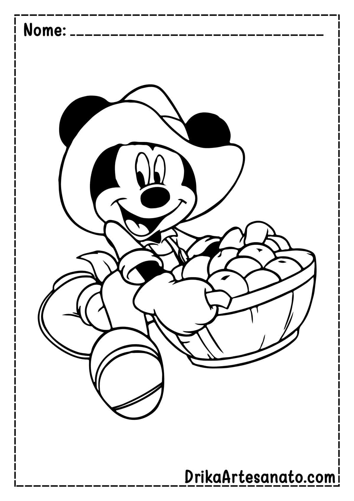 Desenho do Mickey para Imprimir e Colorir