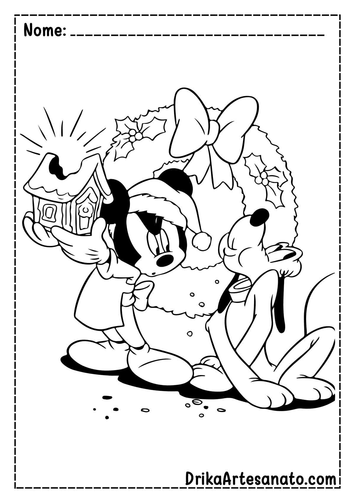 Desenho do Mickey de Natal para Colorir