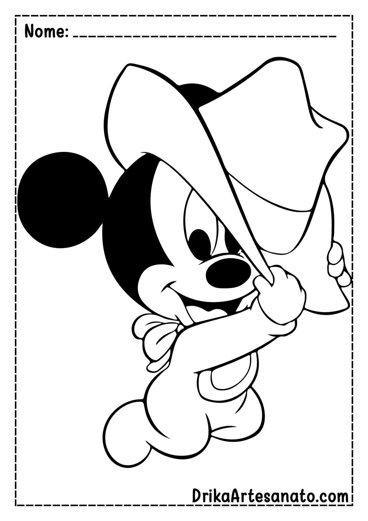 Desenho do Mickey Bebê para Imprimir e Colorir