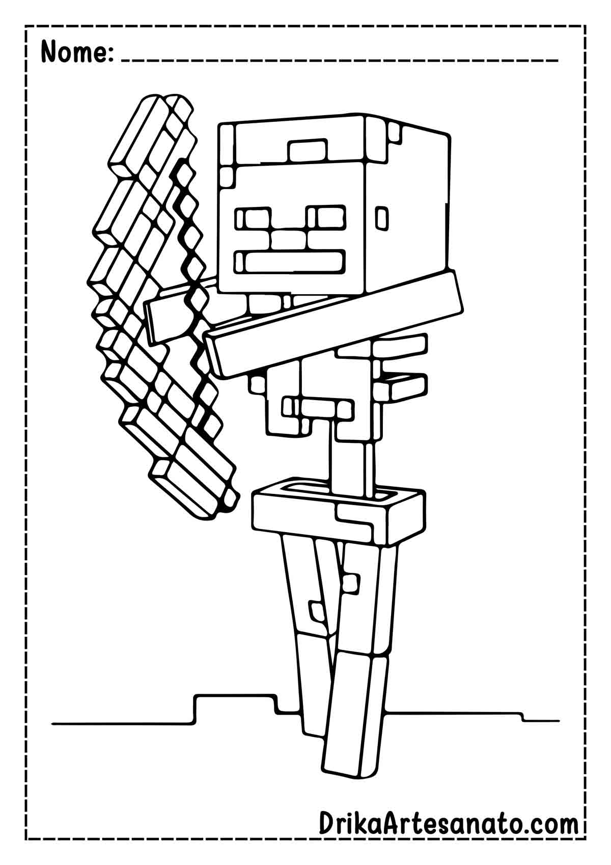  Desenho do Esqueleto do Minecraft para Colorir