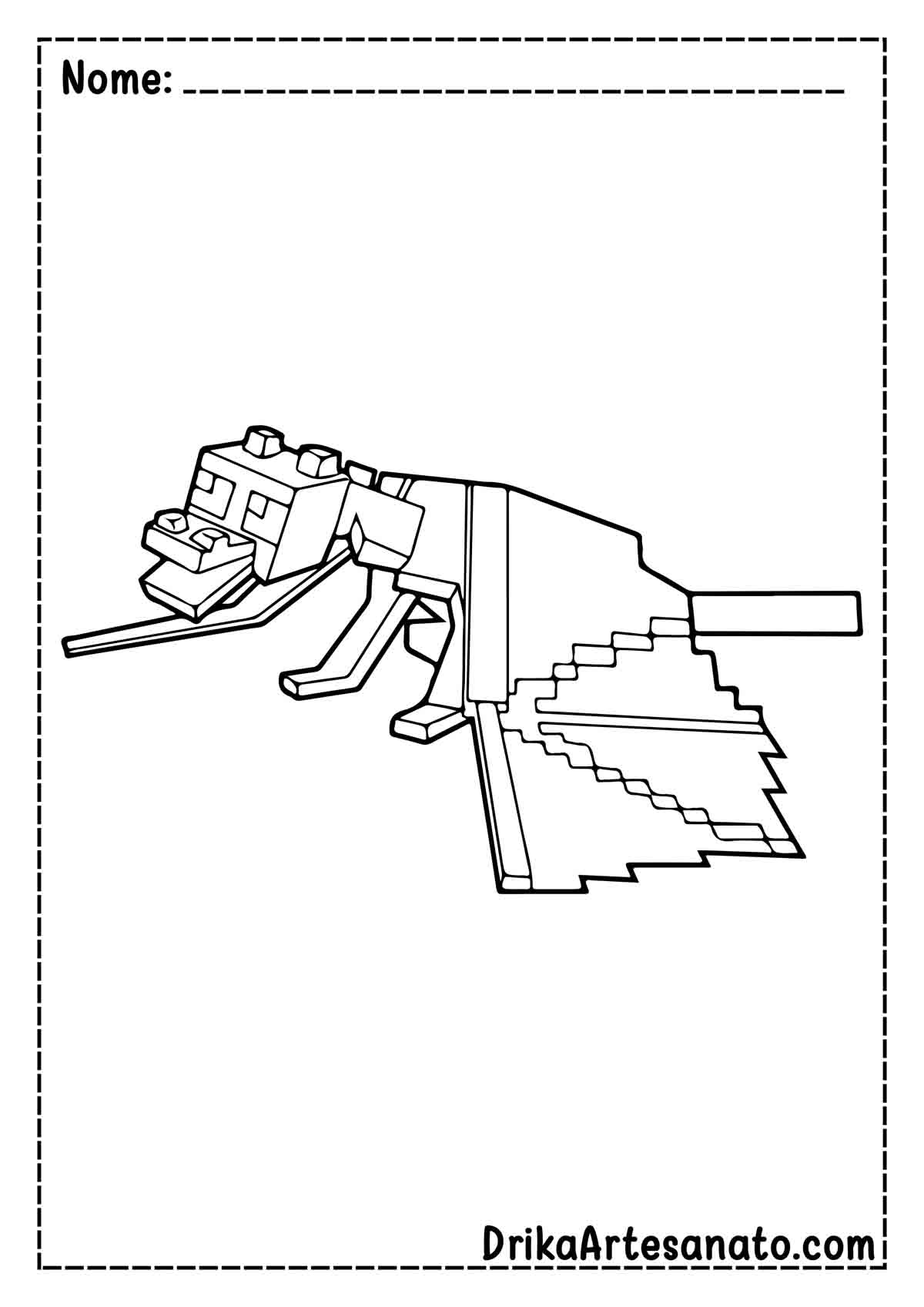 Desenho do Dragão do Minecraft para Pintar e Imprimir