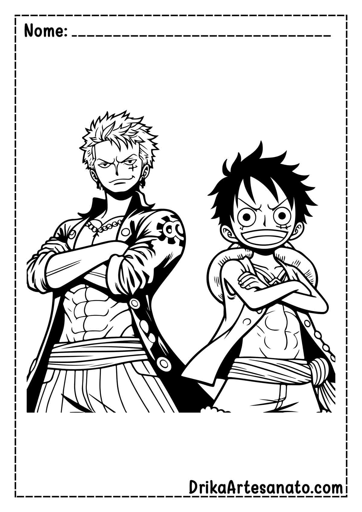 Desenho do Luffy e Zoro para Colorir