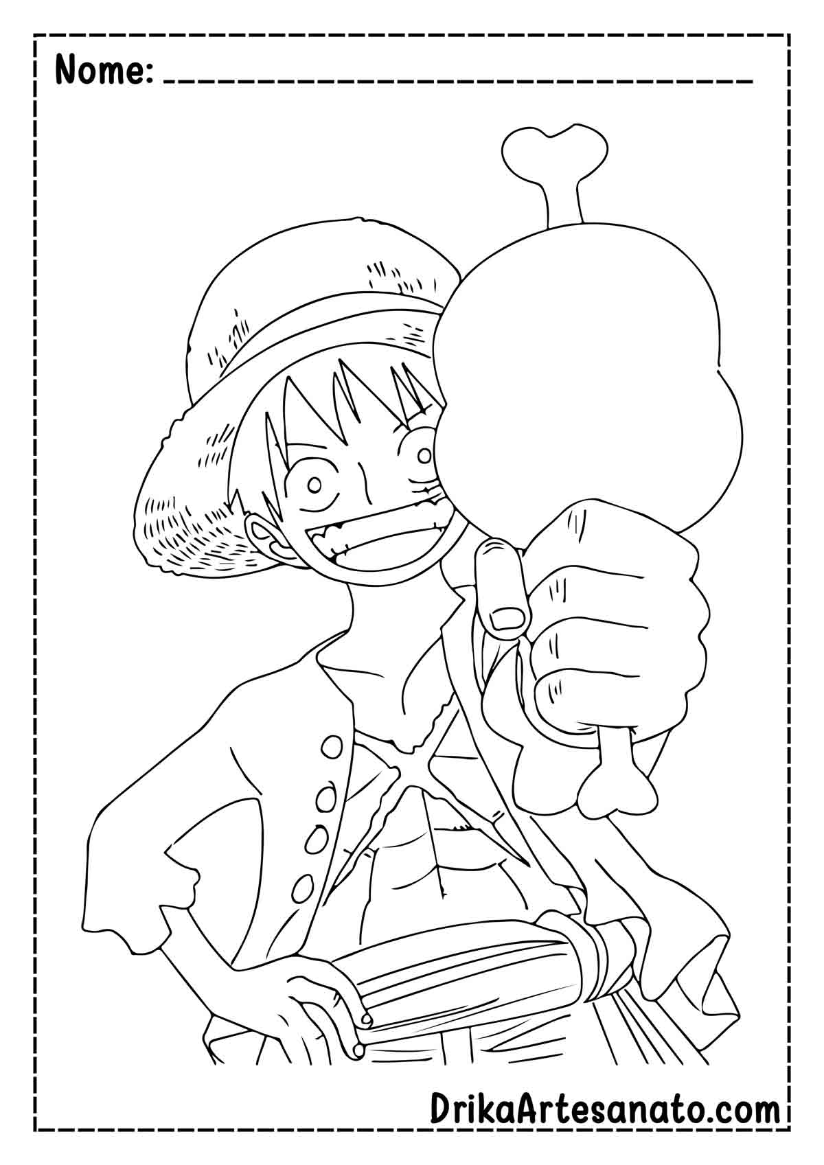 Desenho do One Piece para Colorir e Imprimir