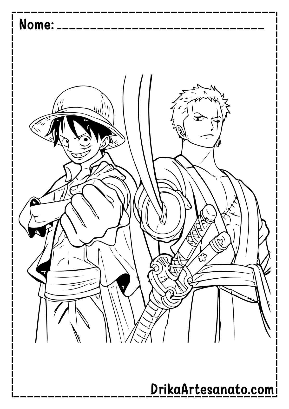 Desenho do Luffy e Zoro para Colorir