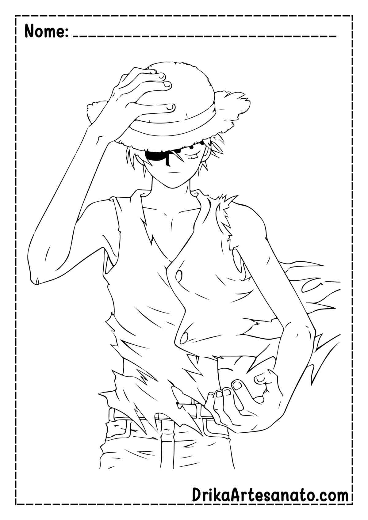 Desenho do Luffy para Imprimir e Colorir