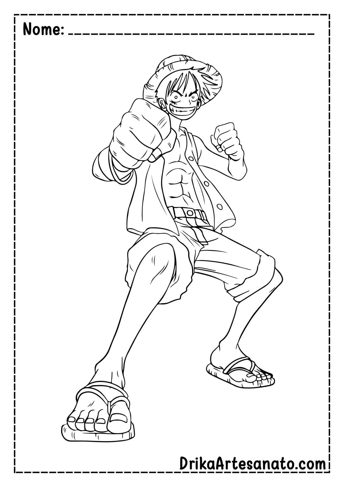 Desenho do Luffy para Imprimir e Colorir